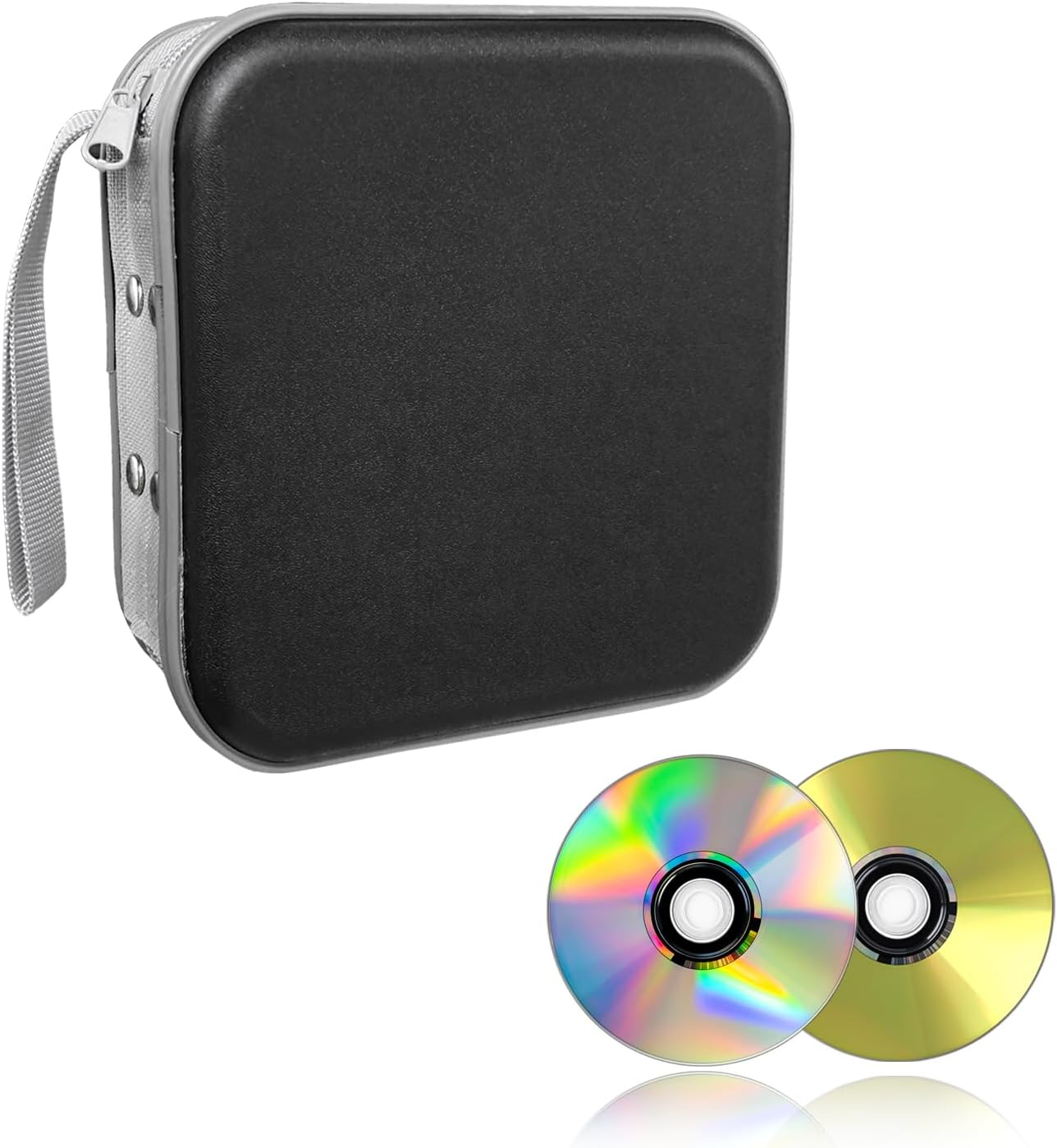 Augeny 48 Capacity CD Case, Portable DVD Hard Plastic Case Holder, Wallet Disc Storage Binder for Car, Home, Travel, Carrying Organizer, Universal Protective DVD Storage Zipper Box (Light Purple)