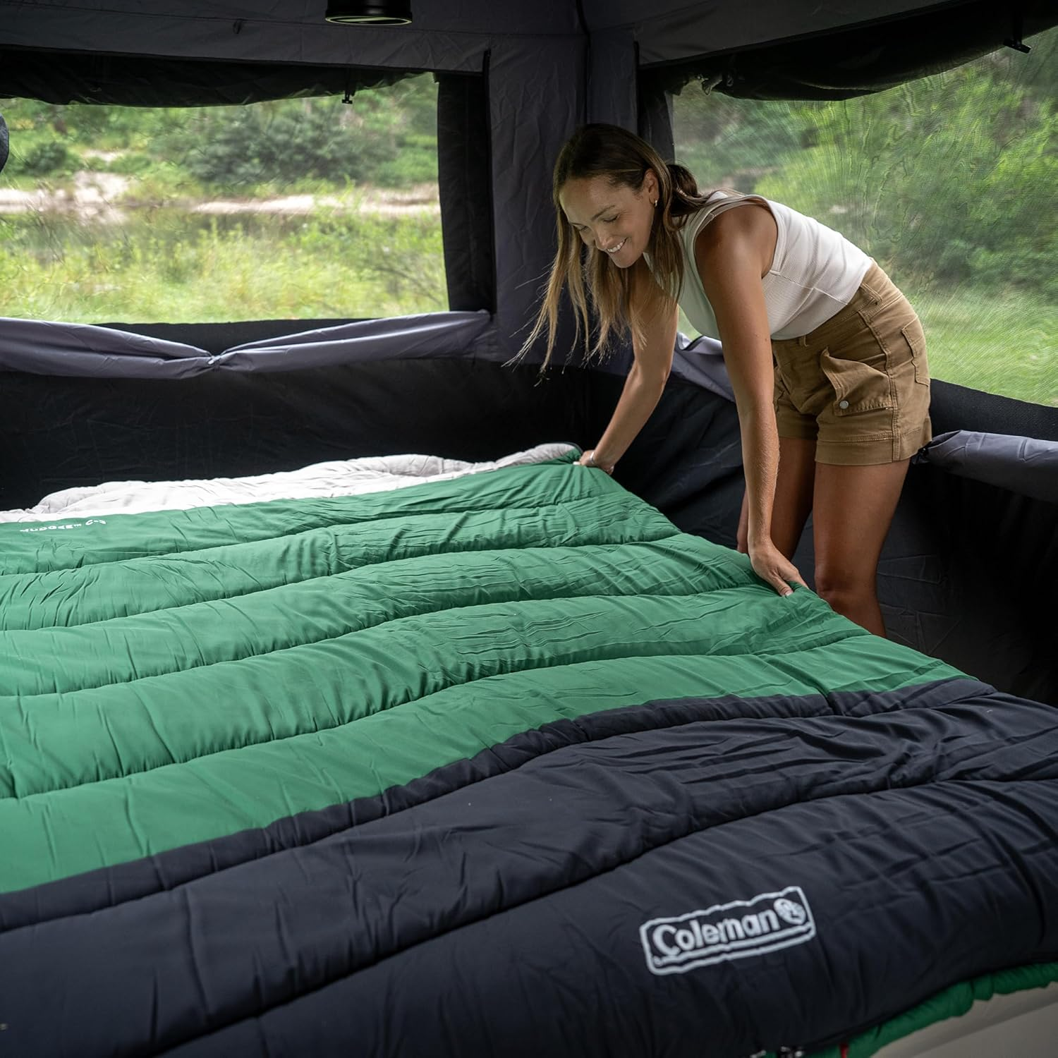 Coleman Mudgee -3&deg;C Double Sleeping Bag | 215X152Cm, Cold Weather, Polyester Fill with Extra Heat Retention, XL Stuff Sack, Brushed Polyester Shell & Lining, Comfort Cuff for Neck, Easy to Pack image number 5