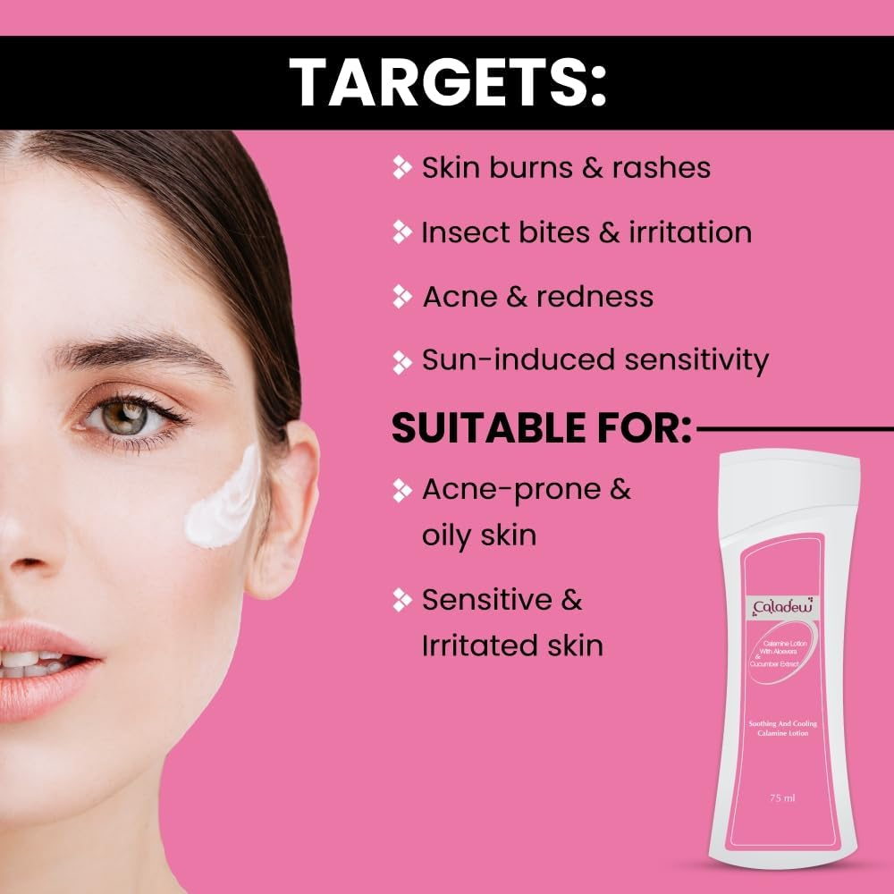 Ethiglo Caladew Calamine Lotion with Aloevera & Cucumber Extract - 75Ml : Pack of 1