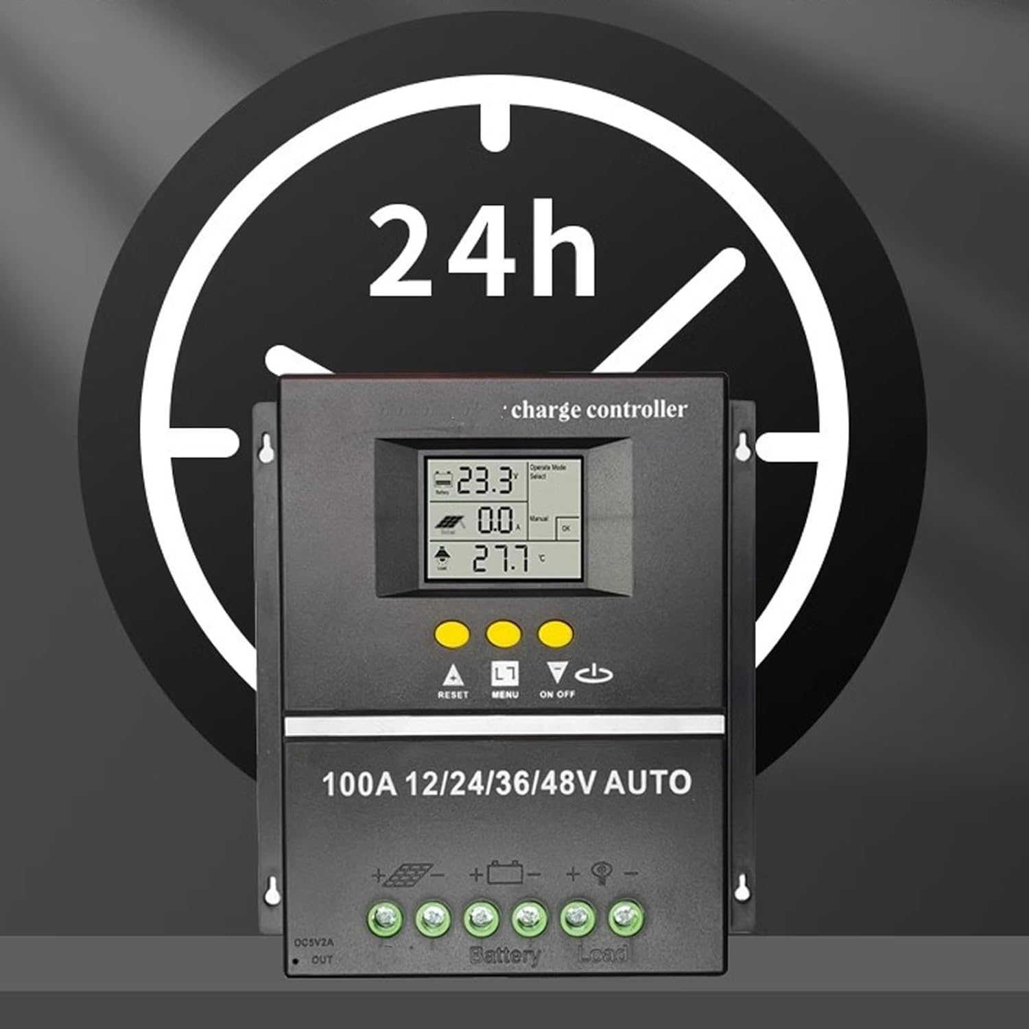 100A MPPT Solar Charge Controller with LCD Display and 7 Modes Charge Controllers 12V/24V/36V/48V Auto for Solar Panels image number 5