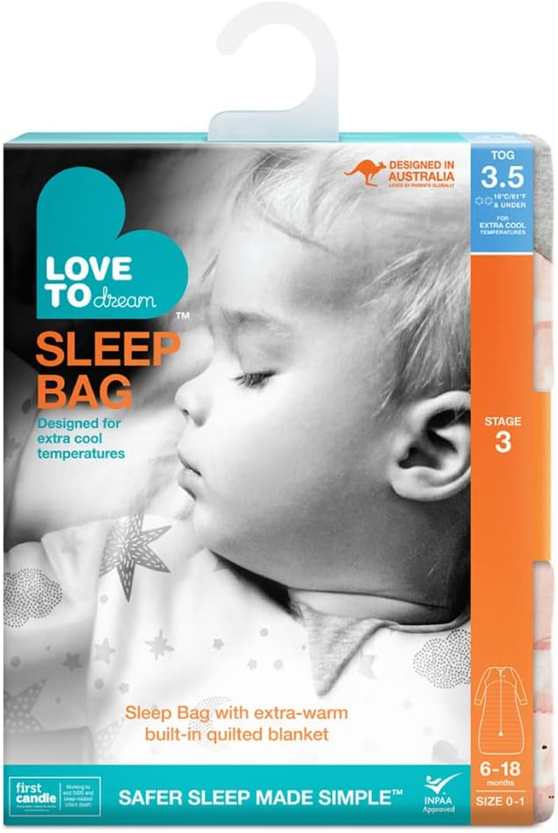 Love to Dream Sleep Bag, Extra Warm for Winter, 100% Cotton Fill, Twin Zipper, Baby Sleep Bag, 3.5TOG Wearable Blanket image number 2