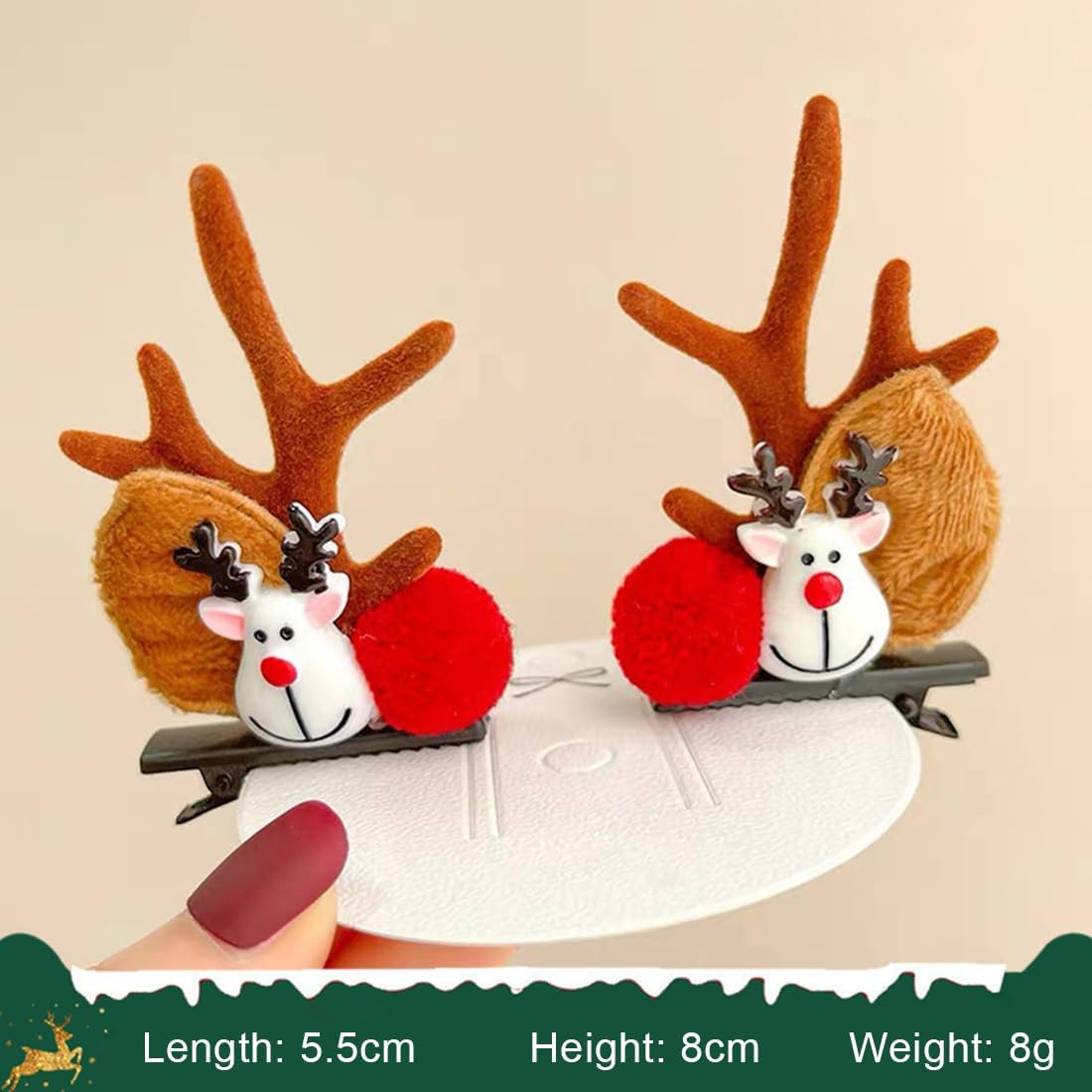 EYVRPAU 3 Pairs Christmas Hair Accessories, Reindeer Antler Hair Clips, Christmas Antler Hair Clips, Christmas Decoration Hair Clips Deer Hair Accessories for Kids Girls Women image number 3