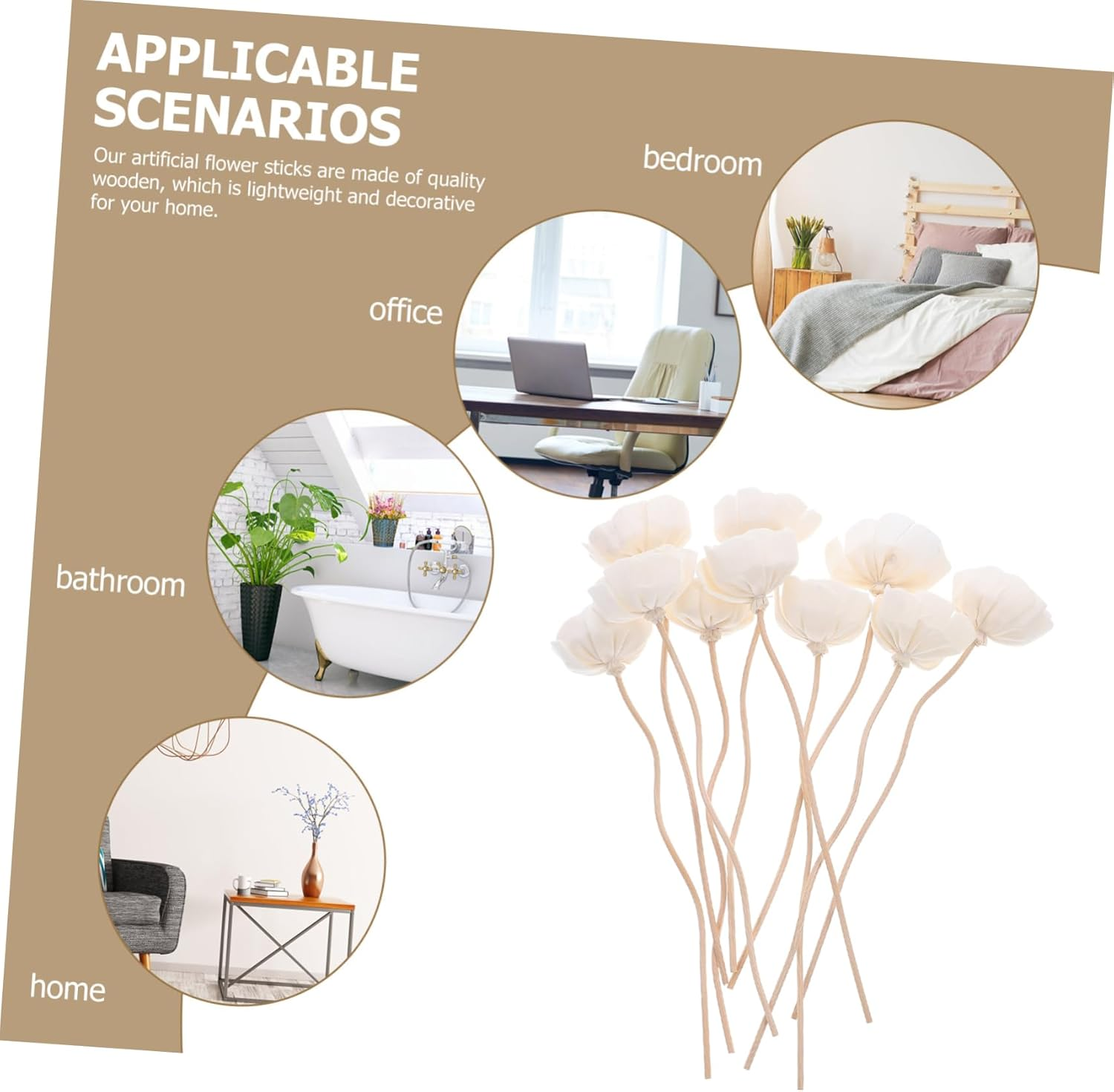 DOITOOL 40Pcs Aromatic Dried Flower Diffuser Sticks for Home Office Spa Scent Diffuser Sticks Essential Oil Aroma for Home Fragrance image number 5