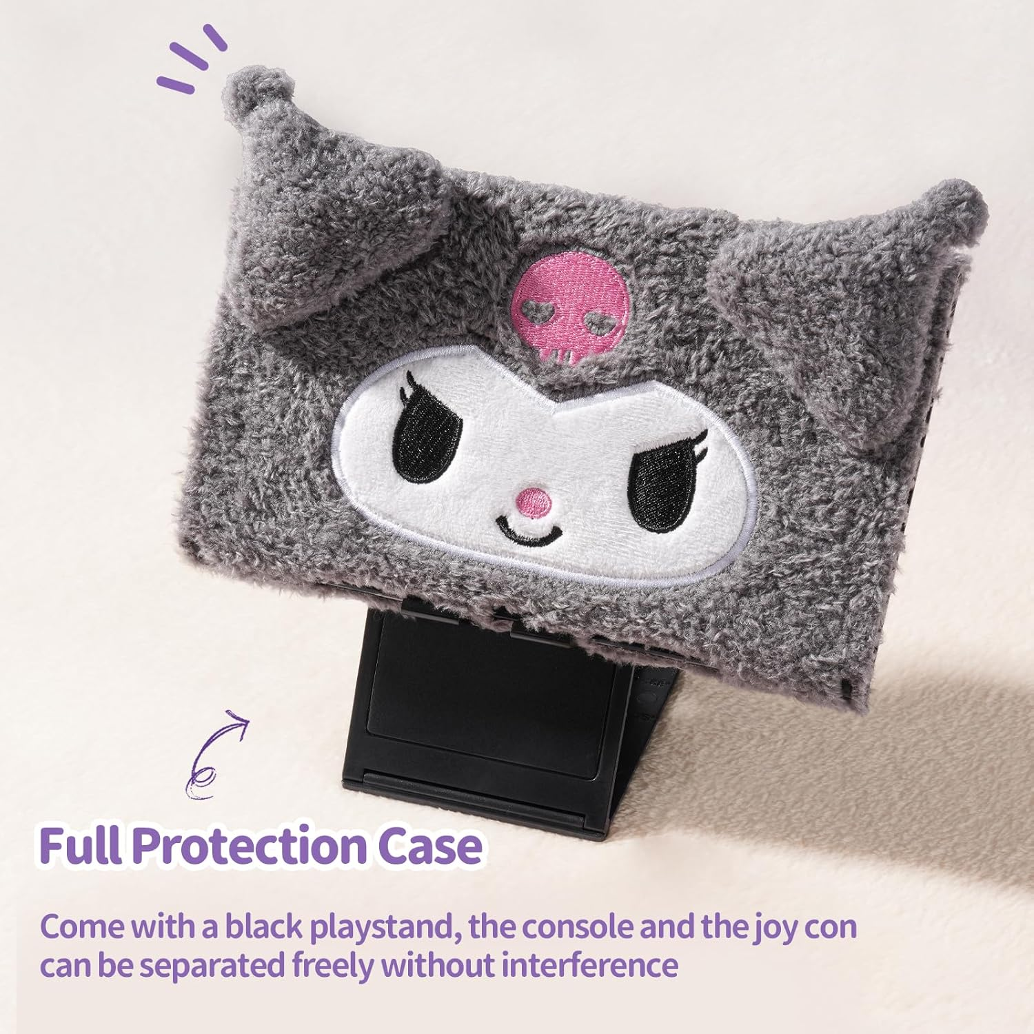 Kuitmor Cute Plush Protective Case Compatible with Switch 2 (2025), Anti-Scratch and Shock-Absorption Hard PC Shell Cover for Switch 2 Game Console and Joystick Controller - KLM image number 5