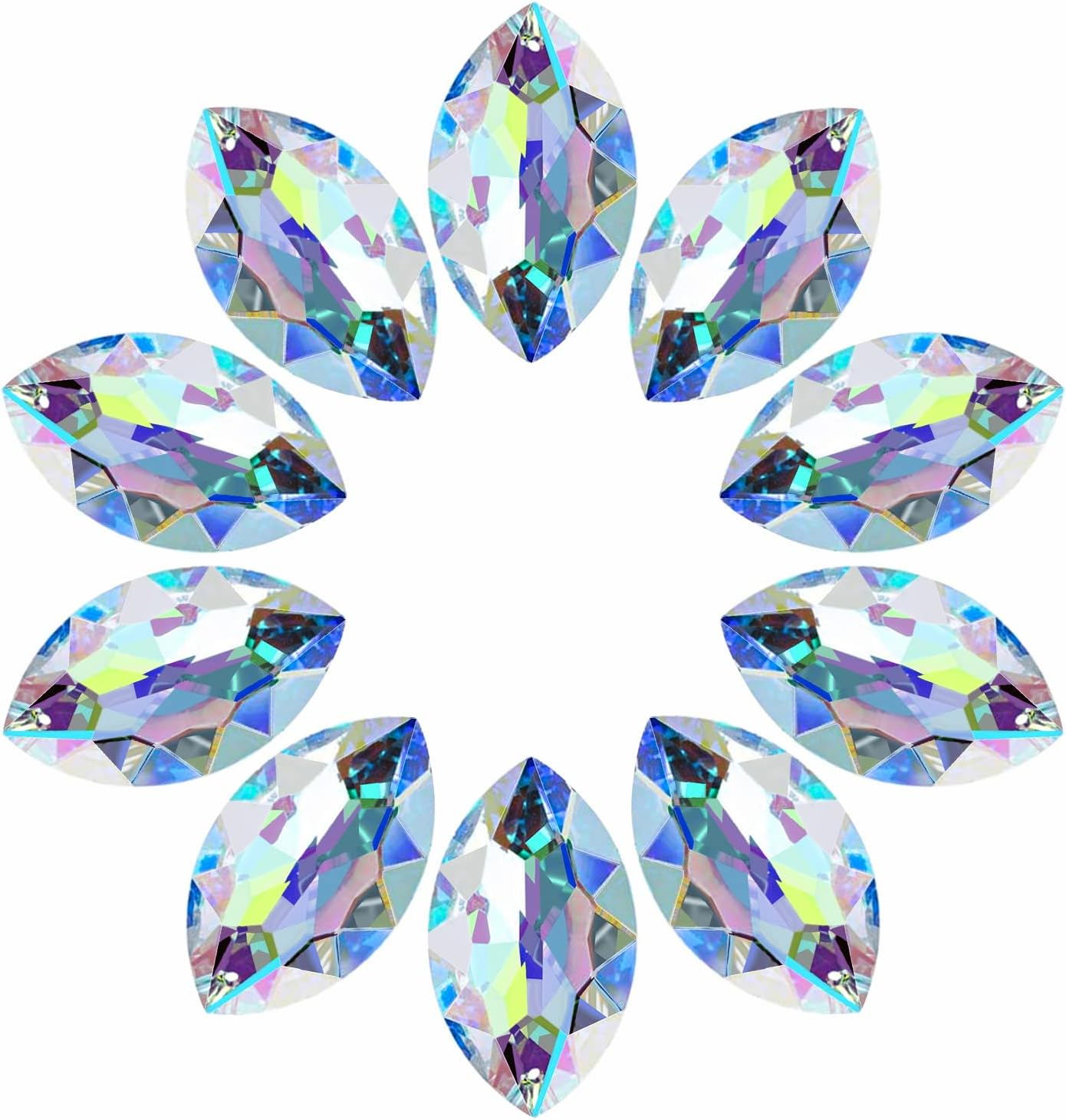 Loveunited 10Pcs Crystal Pendants 1.5"/38Mm AB Oval Suncatcher - Hanging Crystals Prisms for Windows, Fengshui, Hanging Ornament for Decoration, Chandelier Crystals Replacement image number 5