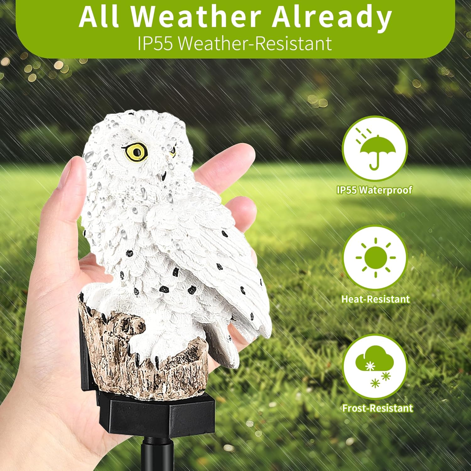 Garden Solar Light Outdoor Decor, Solar LED Light with Stake, Waterproof for Walkway Courtyard Party Decoration, White and Black Owl - White Angel image number 2