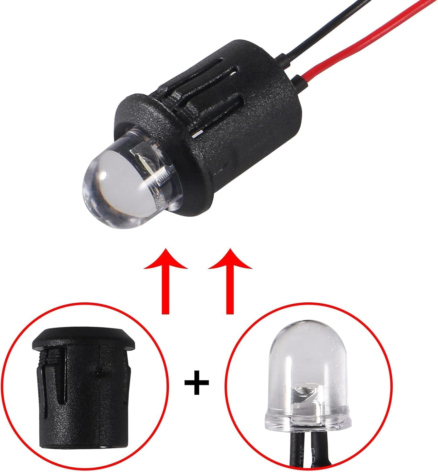 ATNSINC 10Pcs DC 12V LED Diodes 10Mm LED Light Lamp Bulb Prewired Emitting Diodes with Holder for DIY Home Decoration (White) - Red image number 4