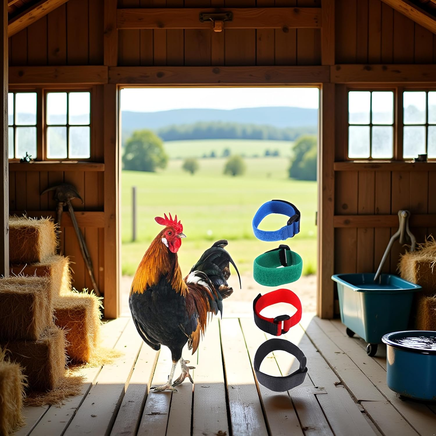 2Pcs anti Crowing Collar Adjustable Rooster Cockerels Anti-Hook No Noise Nylon Neck Strap Pet Products Pets Collar anti Crow Rooster Rooster Collar Collar anti Crow Rooster Collar for Small Rooster image number 2