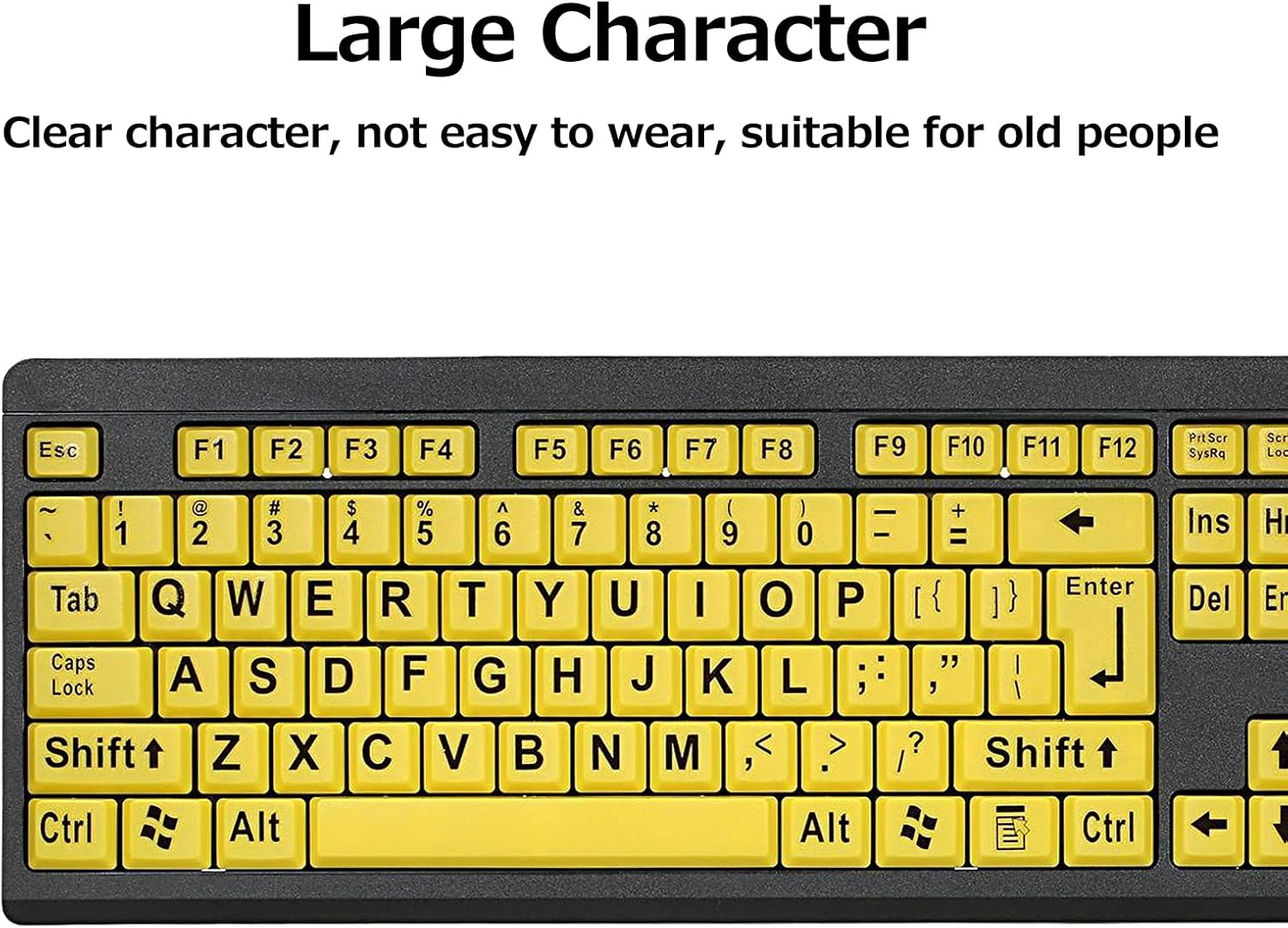 Wired USB Large Print Computer Keyboard for Low Vision Users High Contrast 104 Keys Letters for Old Men VCXN