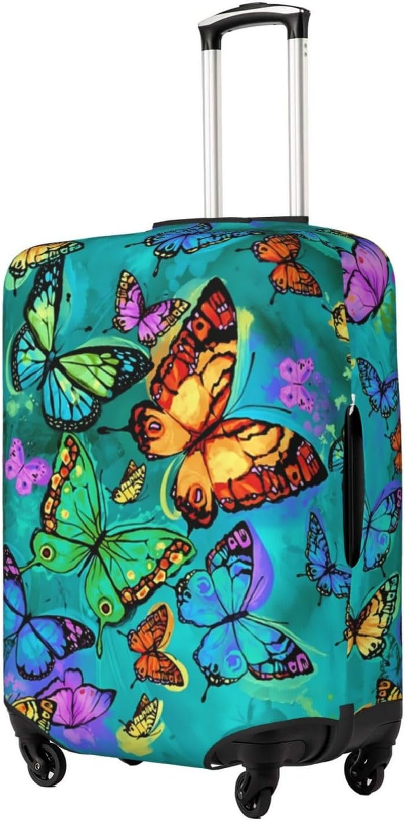 FINOWIN Travel Luggage Cover Suitcase Protector, Colorful Rainbow Paint Splatter Washable Elastic Suitcase Cover for Wheeled Suitcase, Rainbow Butterfly, XL (For 29-32 Inch Luggage) image number 4