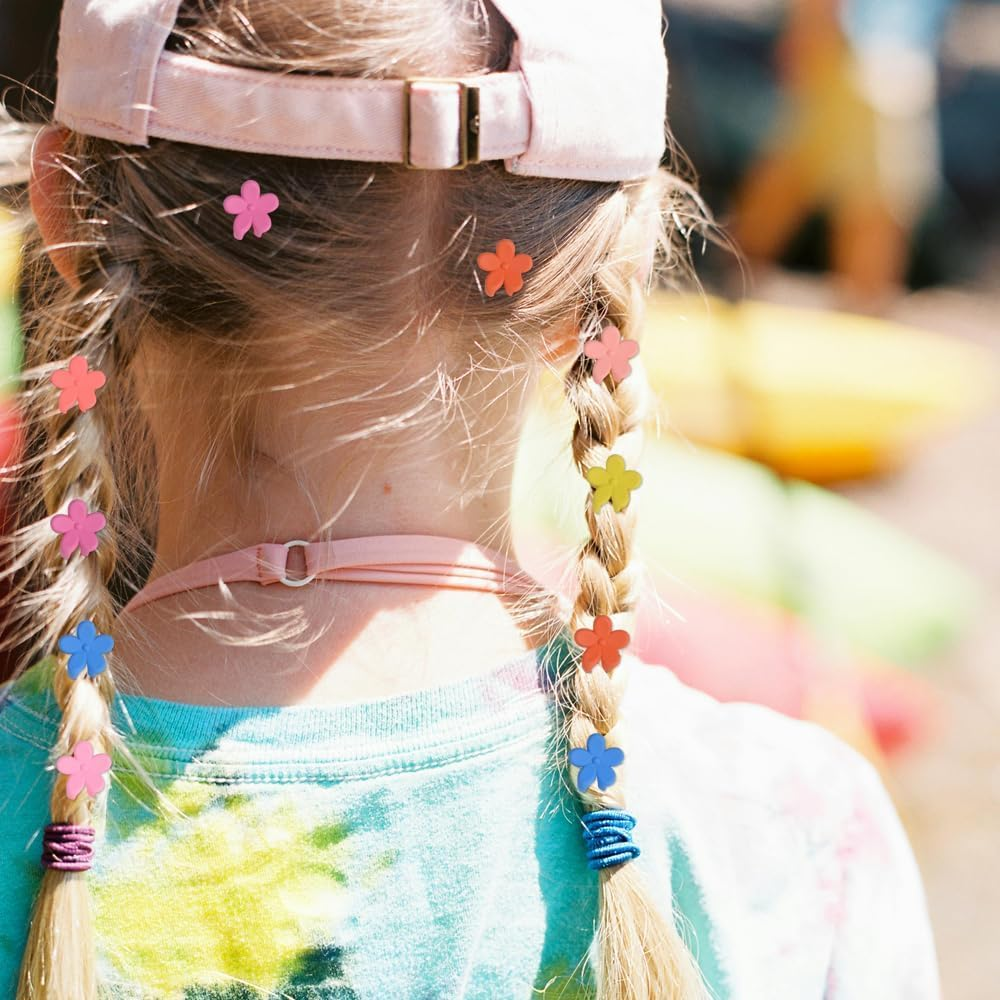 Mini Hair Claw Clips for Women and Girls, 50 Pack Matte Rainbow Colored Flower Design, Strong Grip Tiny Bangs Accessories image number 5