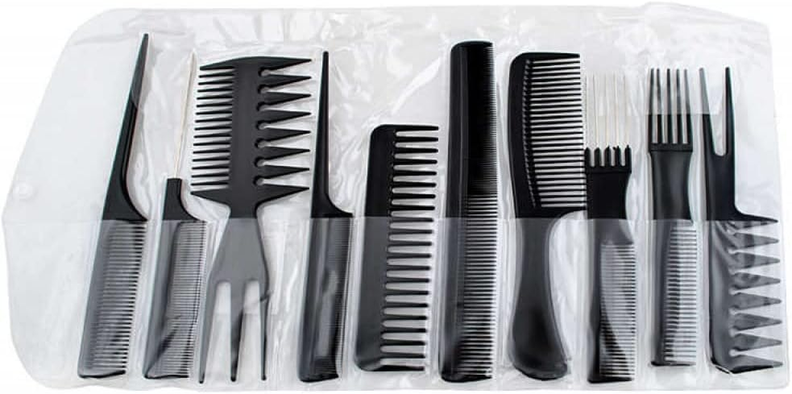 PARENCE - Set of 10 Anti-Static Hair Combs, Professional Anti-Static Heat Resistant Hairdressing Combs, Fine and Wide Tooth Hairdressing Comb (10 Combs)