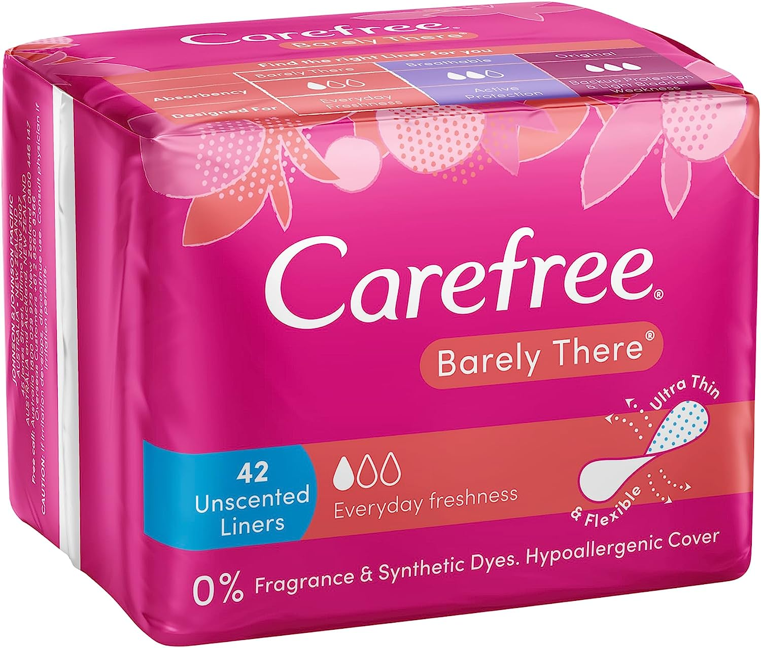 Carefree Barely There Unscented Panty Liners 42 Pack |Breathable| Feels Soft & Thin| Highly Flexible image number 6