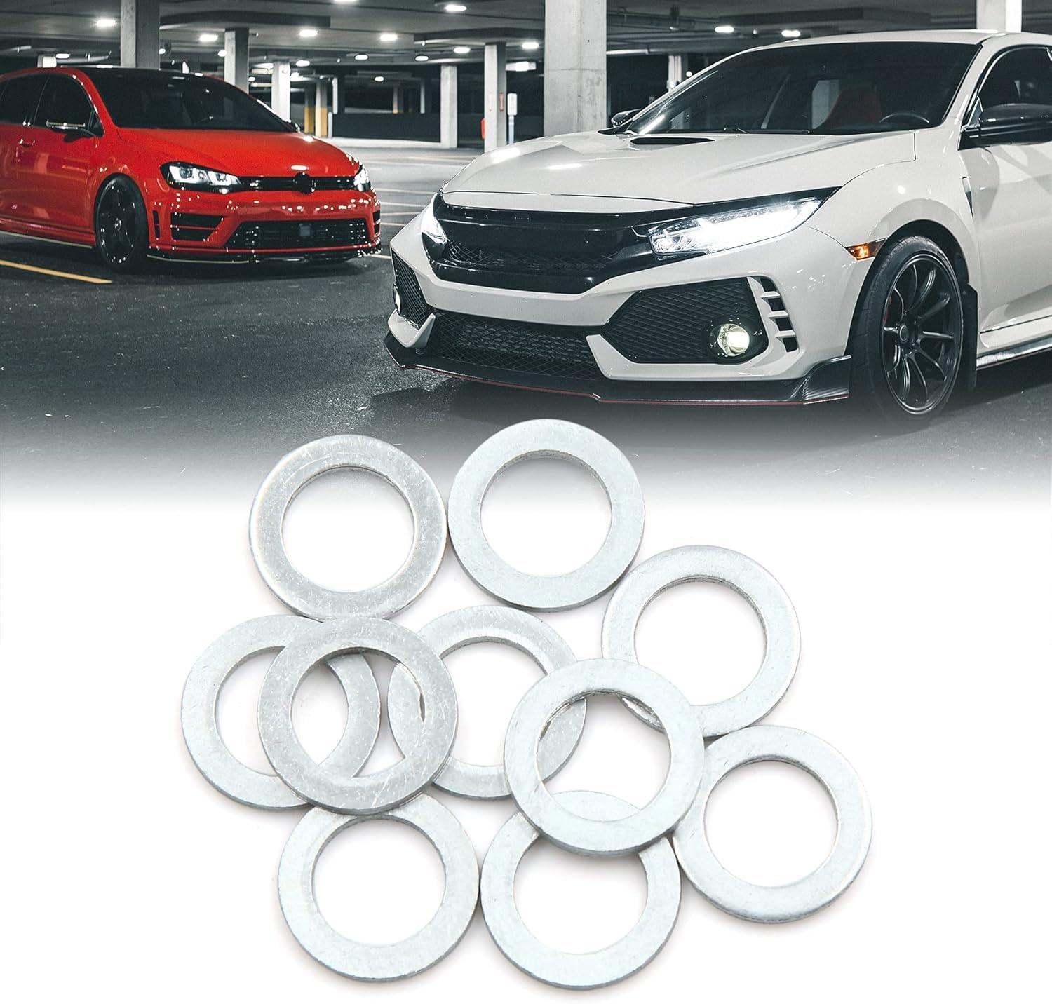 (12Pcs) 6Pcs Transmission Fluid&6Pcs Rear Differential Oil Drain Plug Washer Gasket Seal -20Mm+18Mm,Oem PN Part# 94109-2000&90471-Px4-000,Replacement for Hon-Da Acu-Ra Civ-Ic Acc-Ord Odys-Sey Fi-T image number 1