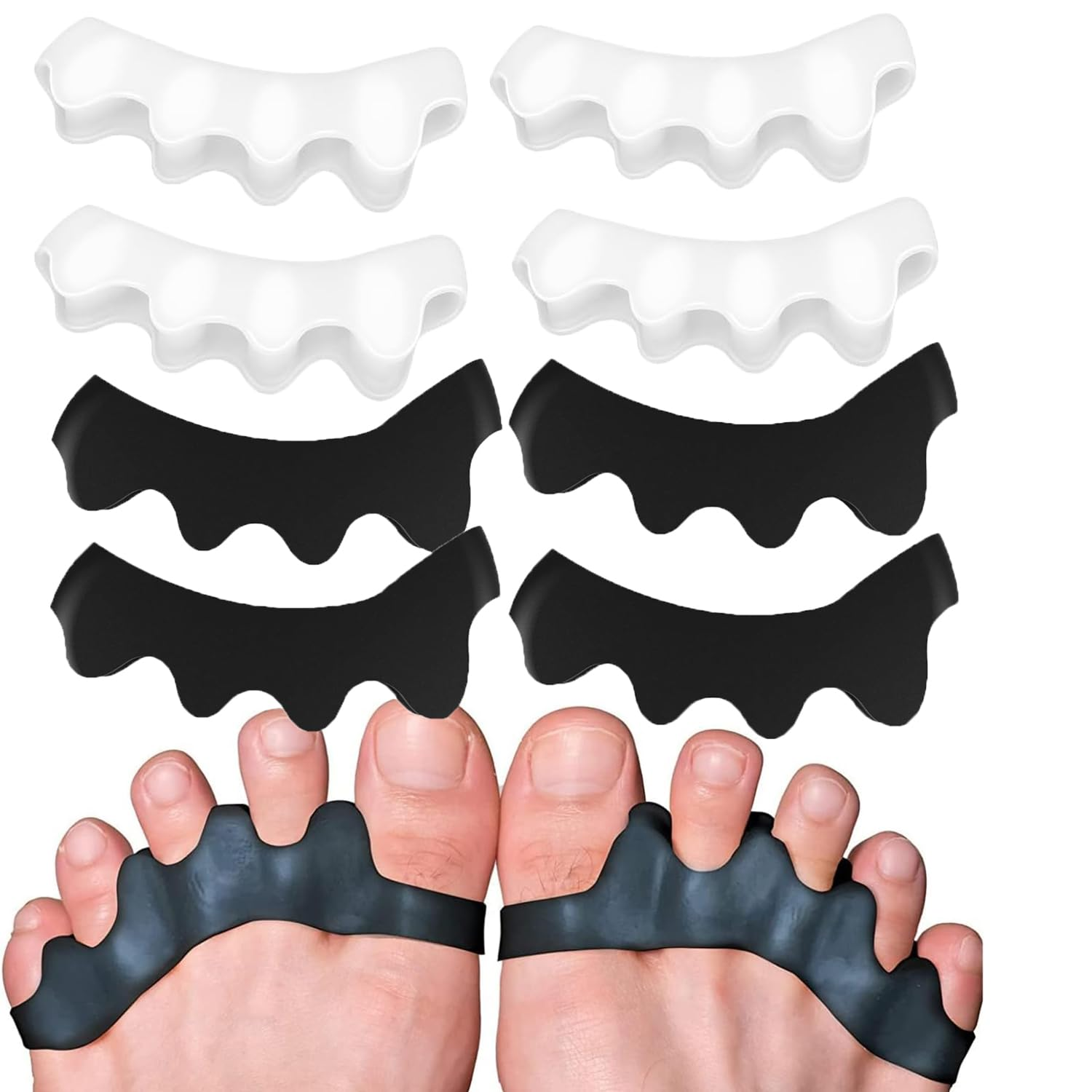 8 Pieces Gel Toe Separators for Hammer Toe, Toe Spacers Toe Straightener Bunion Corrector for Women Men, Silicone Gel Separators image number 5
