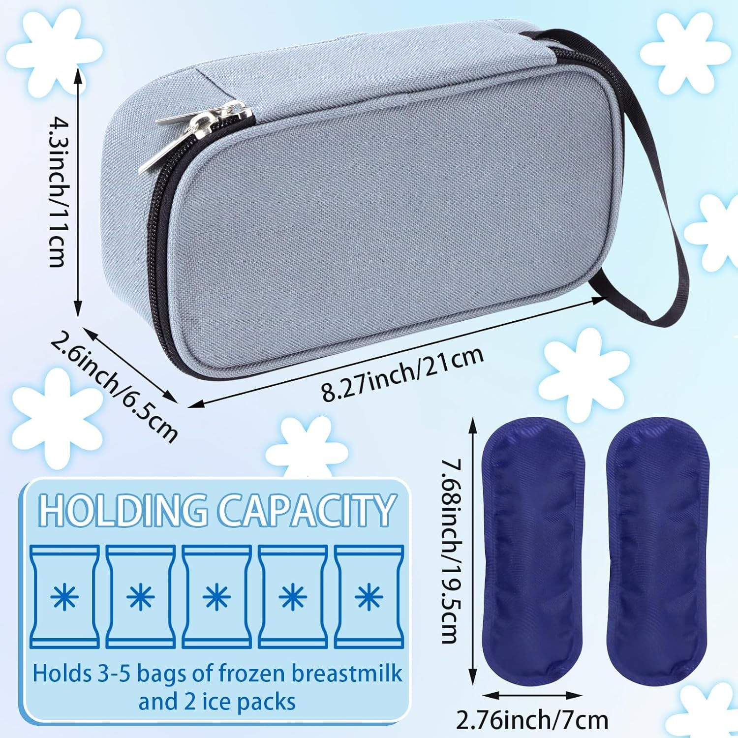 Isusser Breastmilk Cooler Bag with Ice Pack, Portable Insulated Breast Milk Storage Cooler Bag, Small Stylish Breastmilk Storage Bag Cooler with Wrist Strap, Refrigerate 3-5 Bags of Breastmilk image number 5