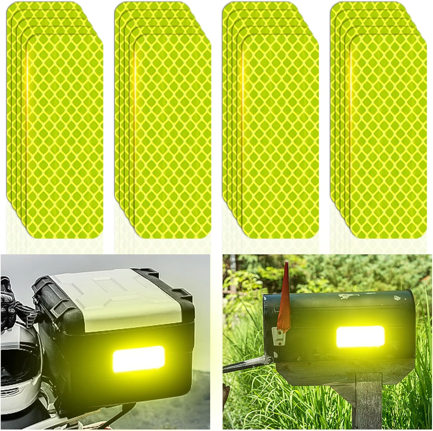 Reflective Stickers Made of 3M Dg3,Super Reflection, Safety Reflective Tape for Car Trailer Truck Bike Motorcycle, 20 Pcs Fluorescent Yellow-Green Outdoor Waterproof 3.15" X 1.18" - Red image number 3
