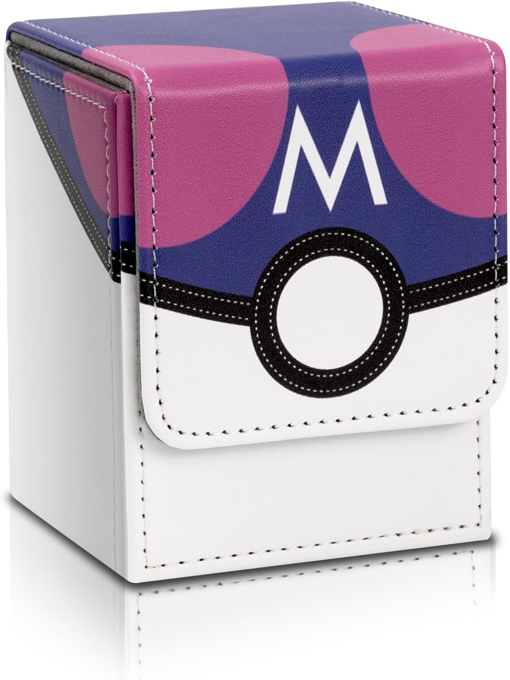 Card Deck Box for Trading Cards, Card Storage Box Fits 100+ Cards, PU Leather Strong Magnet Card Deck Case Holder for MTG CCG, Purple&White image number 1