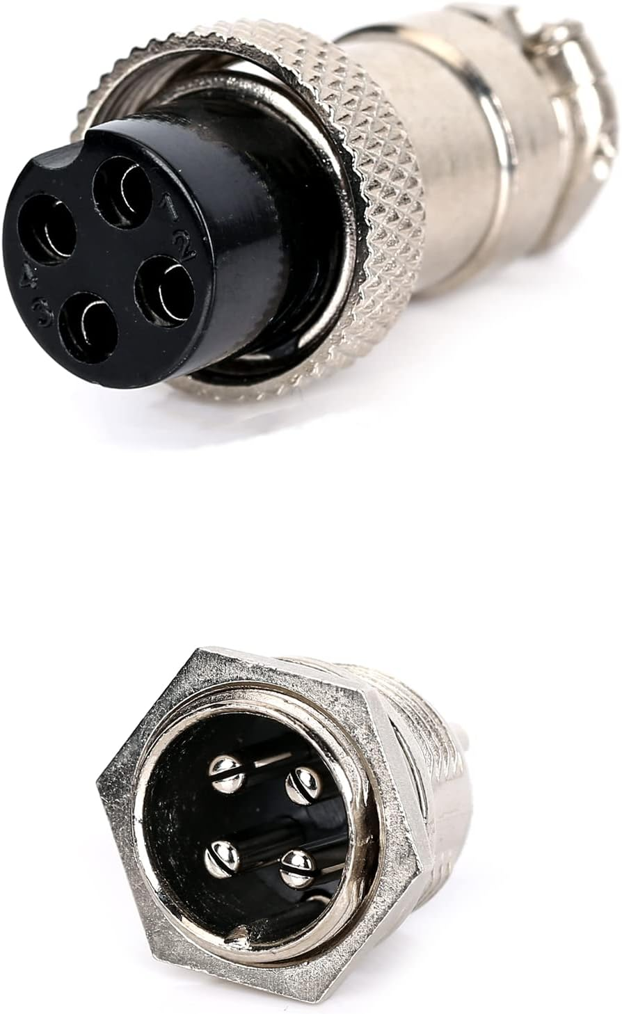 2 Pcs Silver GX16-4 Pin Aviation Connector(16Mm) for Electrical Wiring Power Supply Equipment, Engineering Machinery Parts image number 3