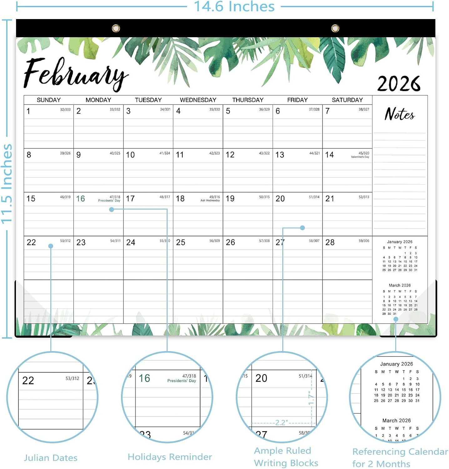 2025-2026 Desk Calendar - Jul 2025 - Dec 2026, 18 Months Large Monthly Desk Calendar, 14.6" X 11.5", Desk Pad, Large Ruled Block, To-Do List & Notes, Best Desk/Wall Calendar for Planning or Organizing image number 4