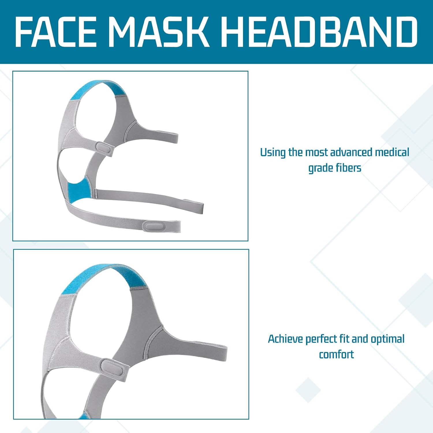 CPAP Mask Headgear, 2 Pcs Headgear for Resmed Mask, CPAP Machine Replacement Headgear Compatible with Resmed Airfit, Replacement for Airfit F20 Headgear, Ultra-Soft Nylon, Great Velcro Stickiness