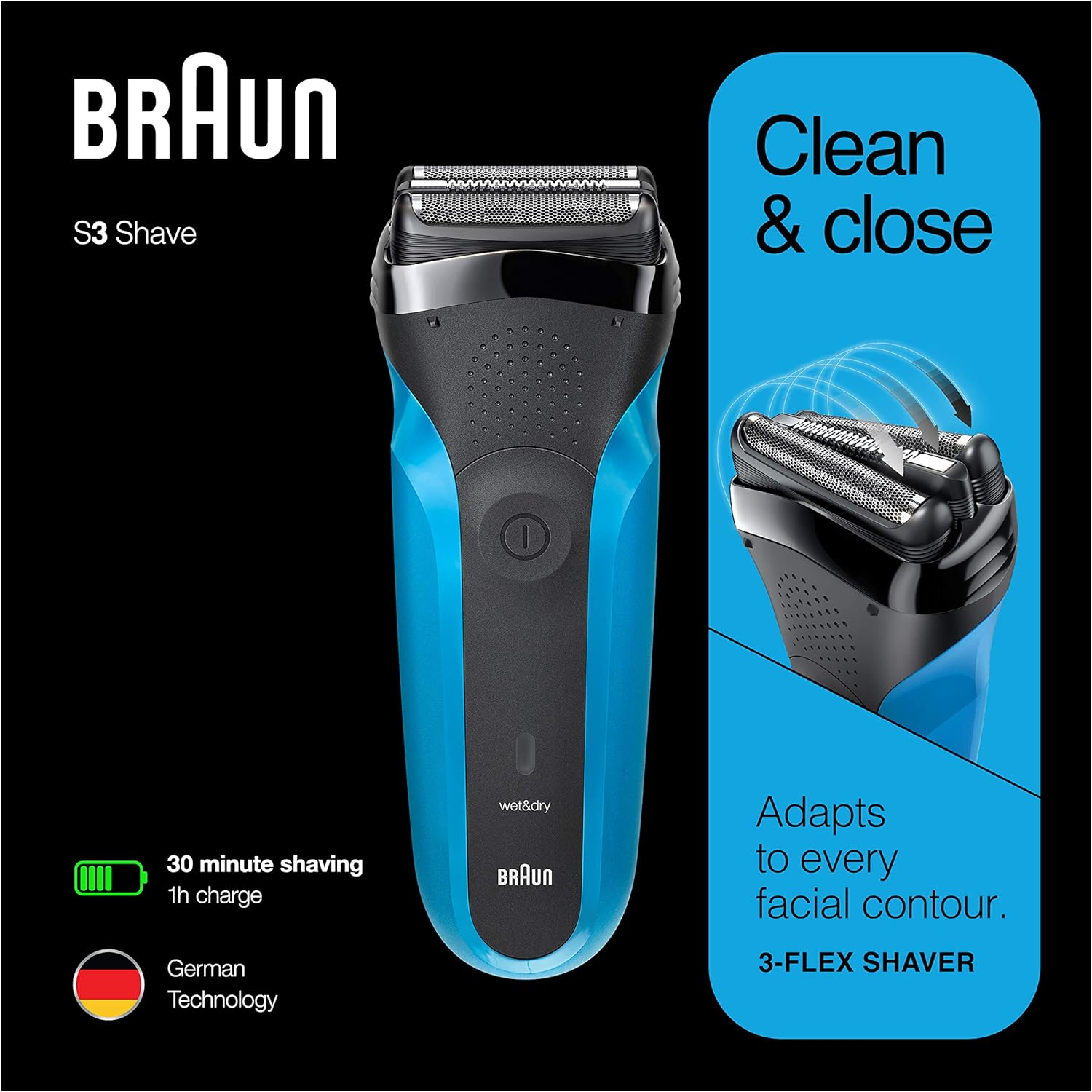 Braun Series 3 Wet & Dry Men'S Electric Shaver, Rechargeable, 310S image number 3