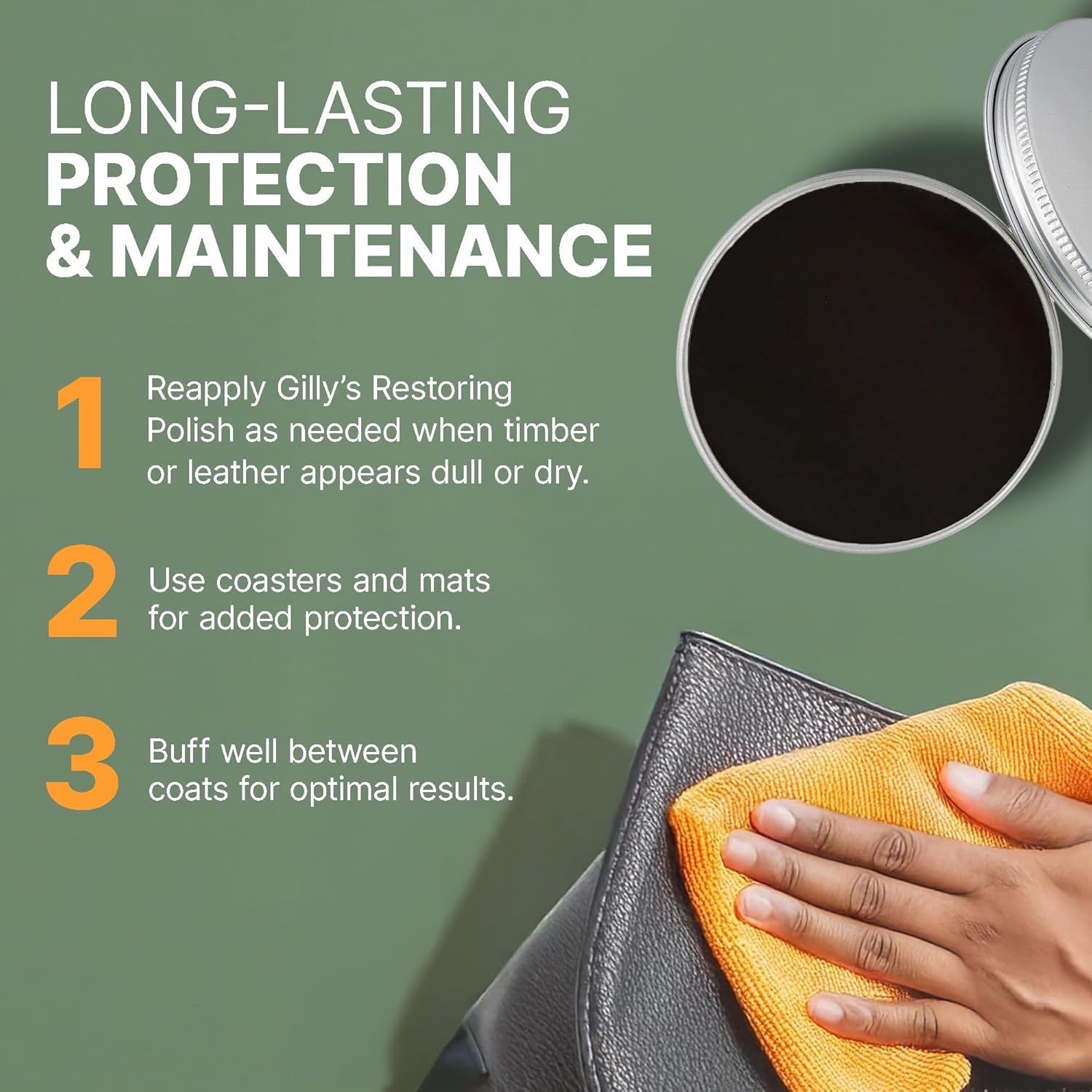 Gilly'S Restoring Polish Dark 1 Litre - Beeswax Wood Polish & Leather Conditioner | Starter Wax for New or Stripped Timber | Enhances Grain, Feeds Timber and Adds Sheen image number 2