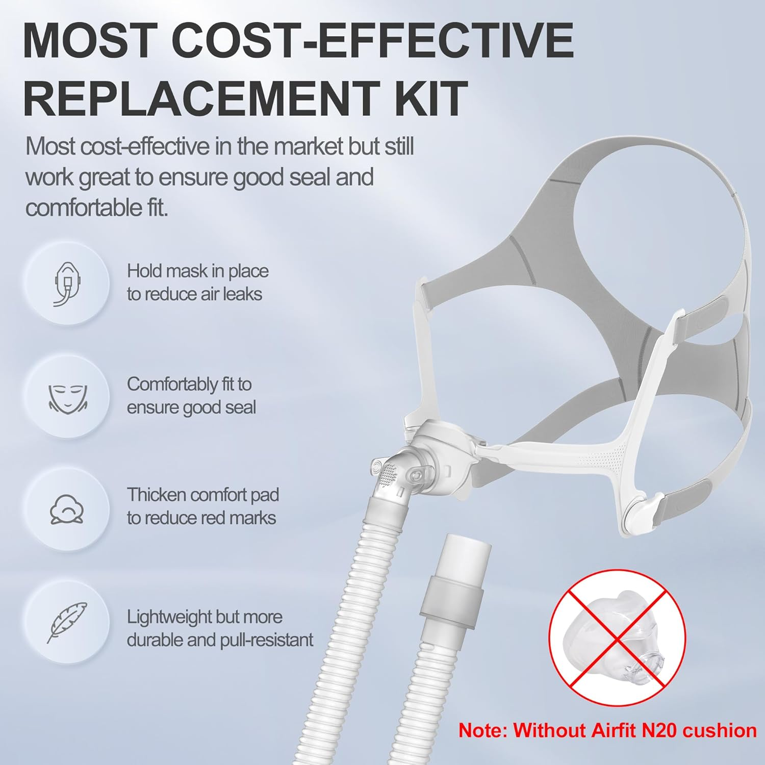Replacement Set Compatible with Airfit N20, Tube Frame Assembly, Snugly Fit & Reliable Seal Replacement Kit Supplies by Airsmart (No Cushion) image number 3