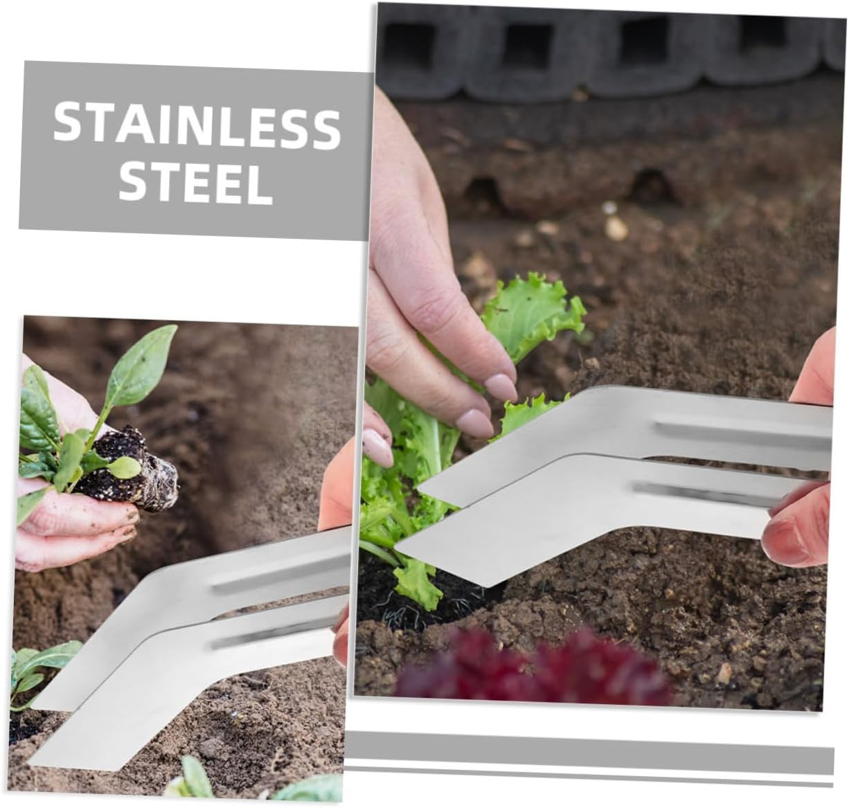 2Pcs Stainless Steel Plants Tong Set Versatile Transplanting Tool for Gardeners Compact Plant Pliers for Skill Levels image number 2