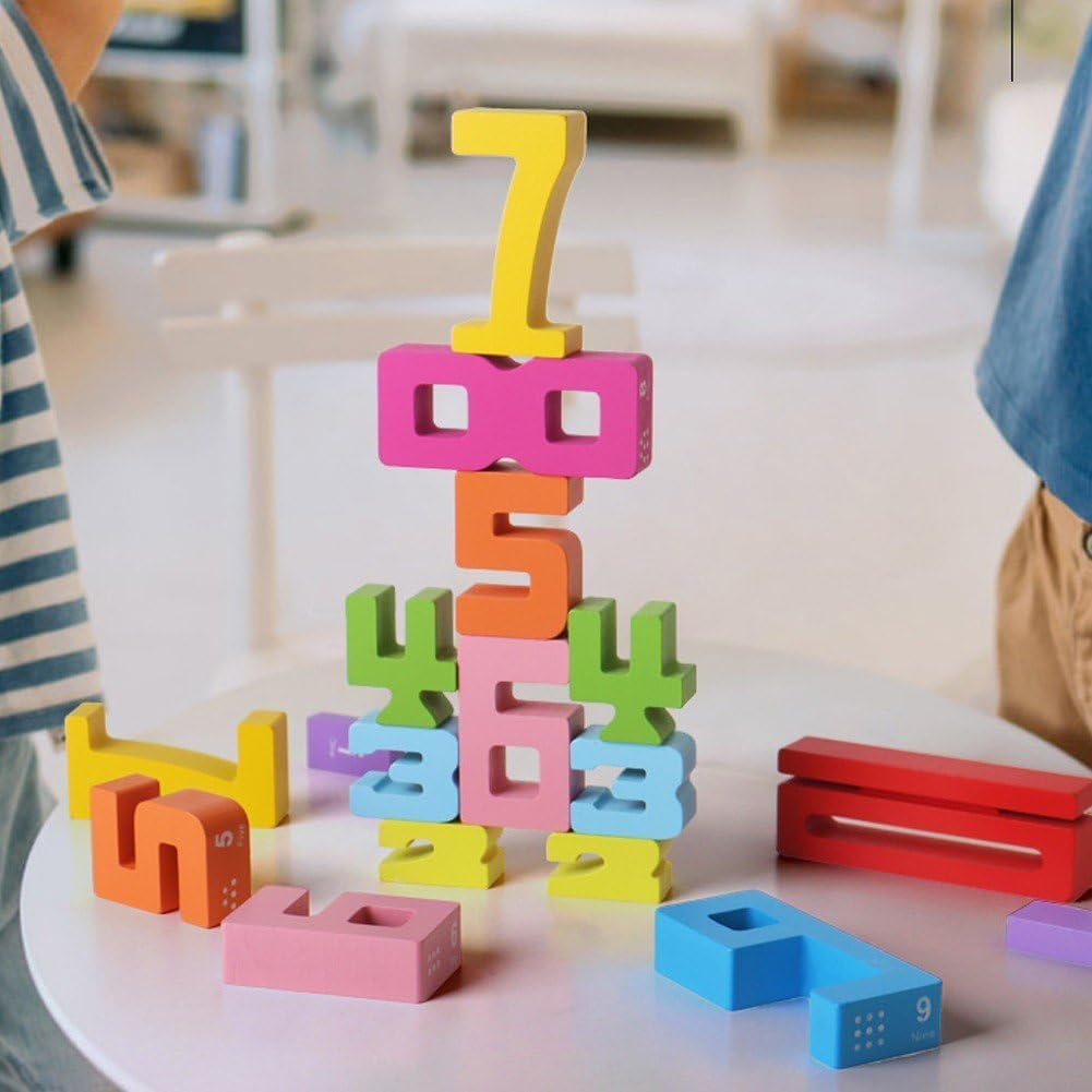Number Wooden Building Blocks Set 3D Digital Puzzle Baby Blocks Toys for Boys & Girls Montessori Stacking Toy Number Puzzle Blocks image number 6