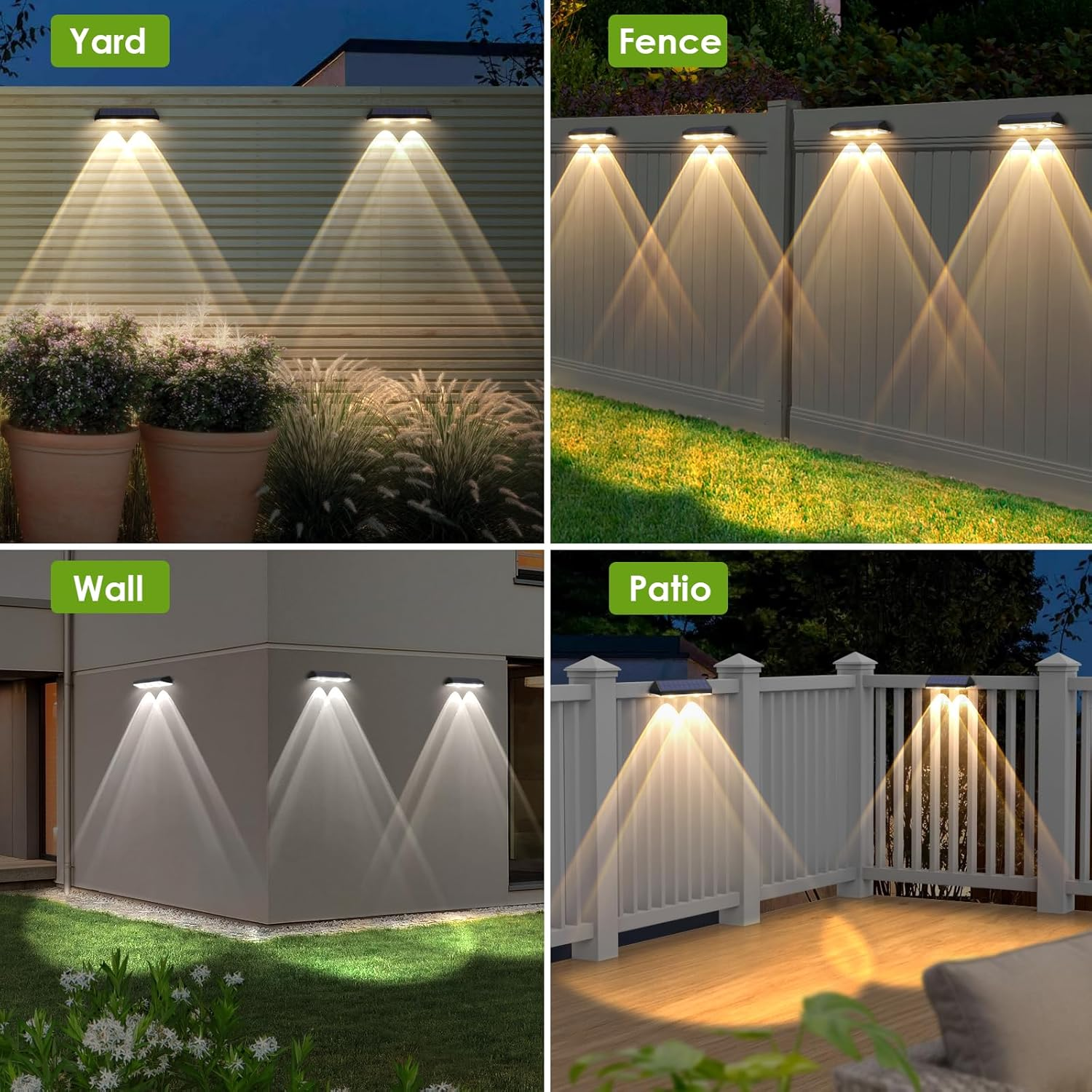 Solar Fence Lights Outdoor Waterproof LED - 3000/4000/6000K 3 Mode, IP65 Waterproof Fence Lights Solar Powered, Solar Wall Lights for Outside, Backyard/Step/Patio/Deck Fence/Stair Railings (12 Pack) image number 1