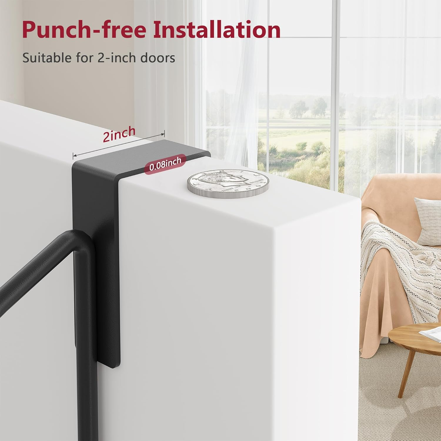 Tajsoon over the Door Hanger with Storage Rack and 6 Hooks, over the Door Clothes Racks for Hanging Towel & Coat, Door Rack Hanger for Bathroom, Bedroom, Living Room, Black