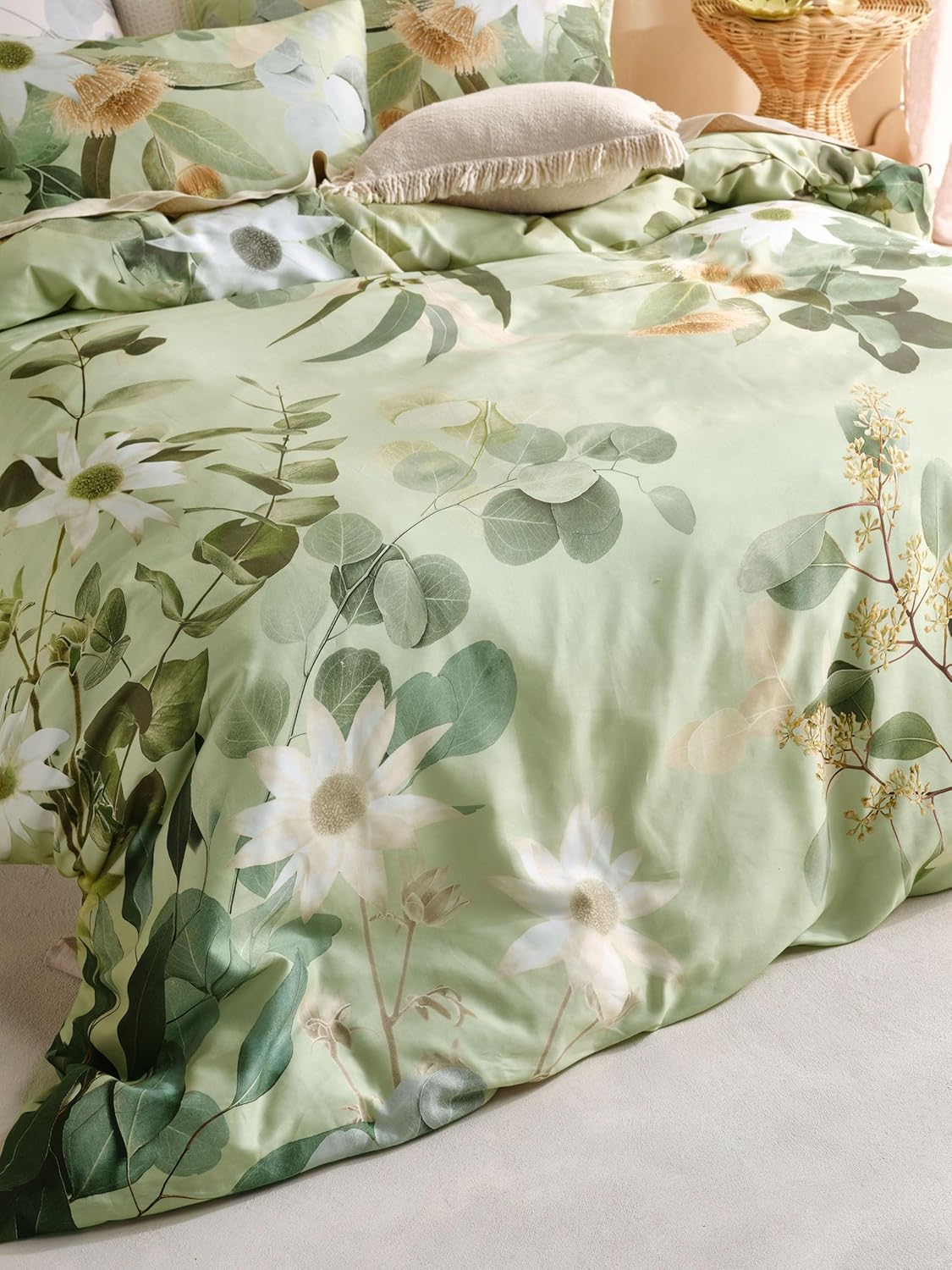 Linen House Priscilla Quilt Cover Set, Green, King Bed - Green image number 6