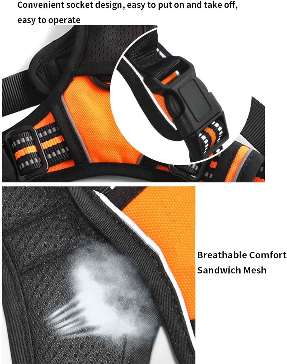 Vest Harnesses Dog Leads for Medium Dogs Dog Leash with Carabiner for Small Dogs Buckle Reflective Cursor Aluminum Alloy Tow Buckle Breathable Comfortable Mesh Nylon Webbing (Xl,Pink 1) image number 4