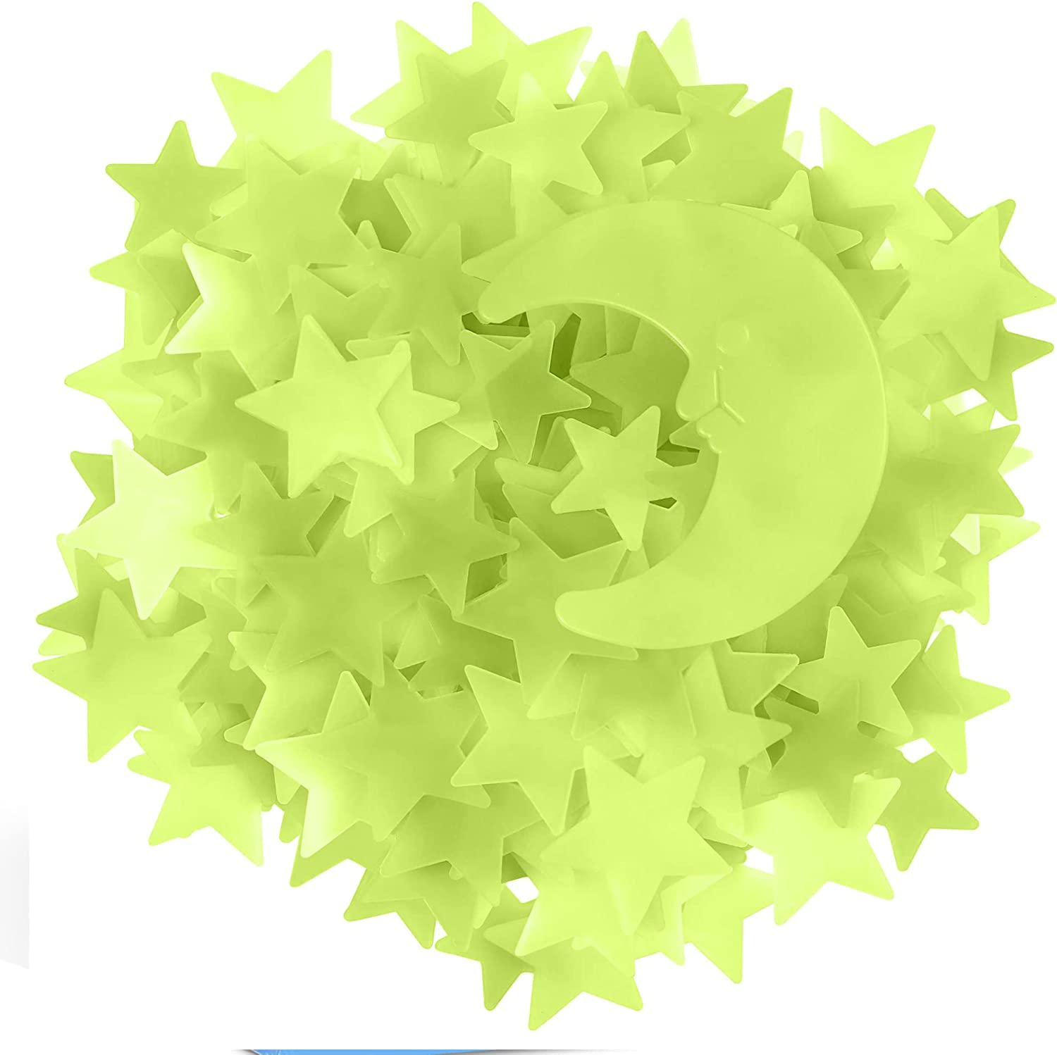 Pack of 300 Glowing Stars & Moon. Fluorescent Ceiling Stars for Kids. Glow in the Dark Set for Bedrooms and Nurseries by Boxiki Kids image number 3