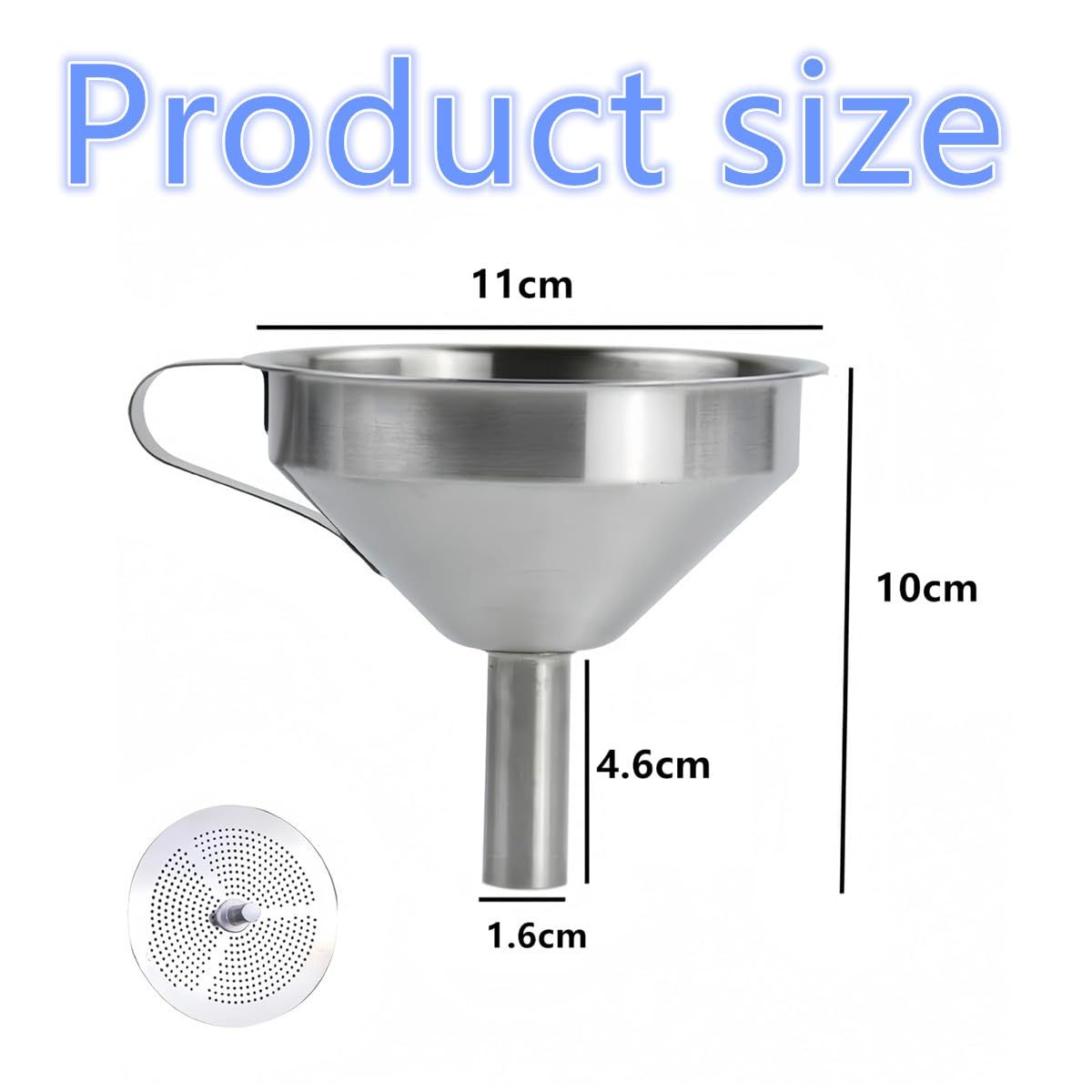 Funnel Filter Kit, Stainless Steel Kitchen Funnel with Removable Strainer/Filter for Transferring of Liquid, Fluid, Dry Ingredients & Powder image number 5
