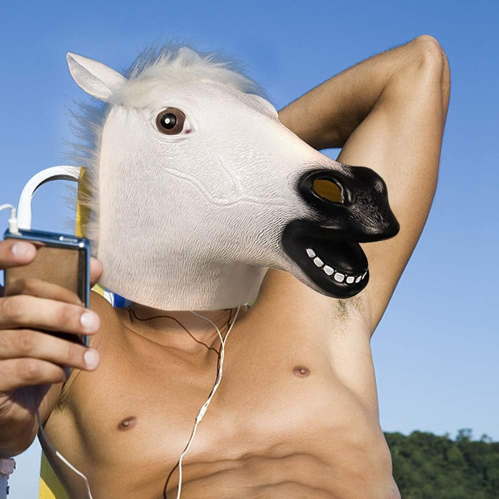 Molezu Brown Horse Mask, Creepy Horse Head Mask, Rubber Latex Animal Mask, Novelty Halloween Costumes Bojack Horseman Mask image number 1