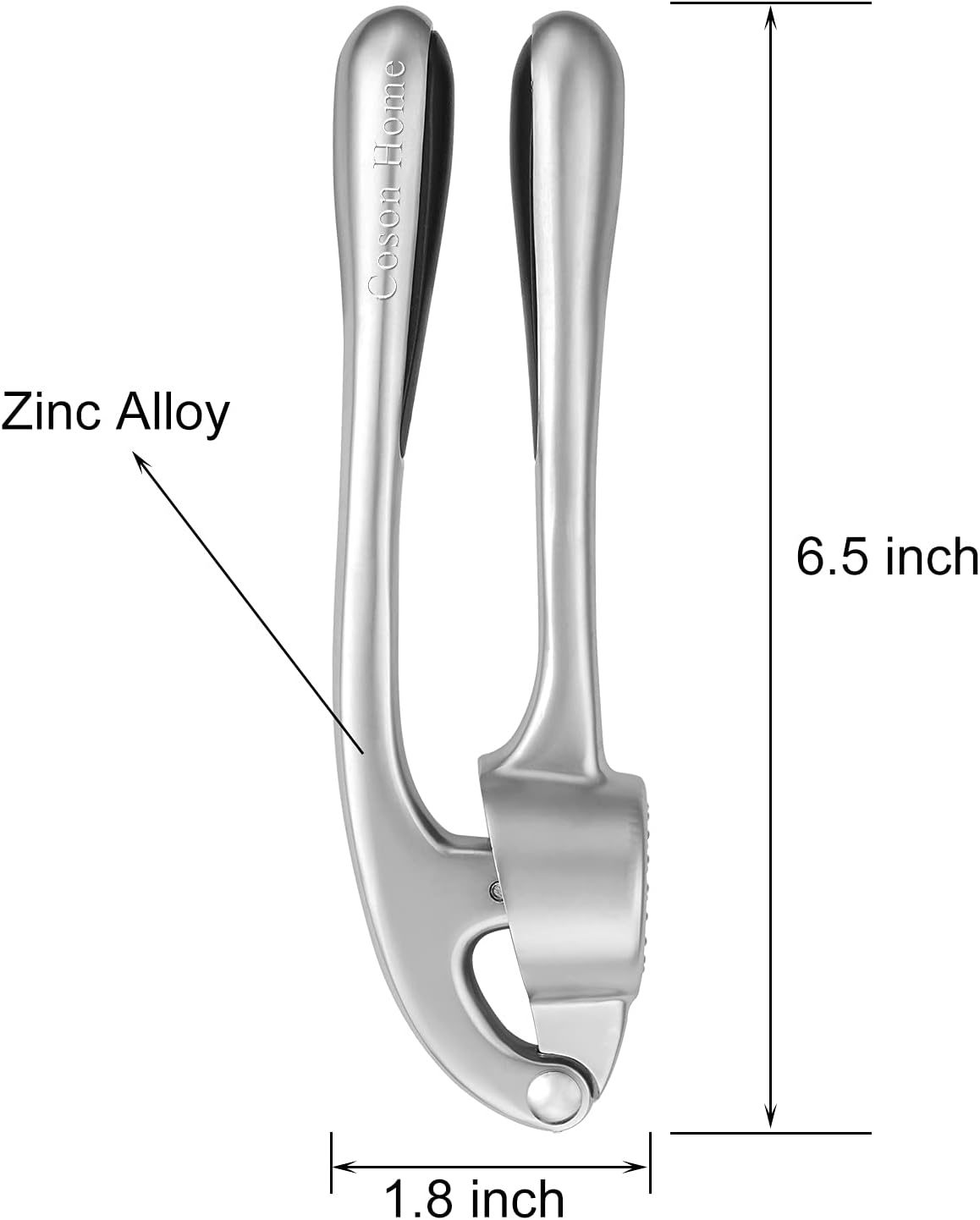 Garlic Press Mincer Crusher Peeler Chopper Garlic Puree Mashed Maker with Silicone Peeler Roller and Cleaning Brush,Zinc Alloy Heavy Soft-Handled 17X4.5Cm Silver image number 2