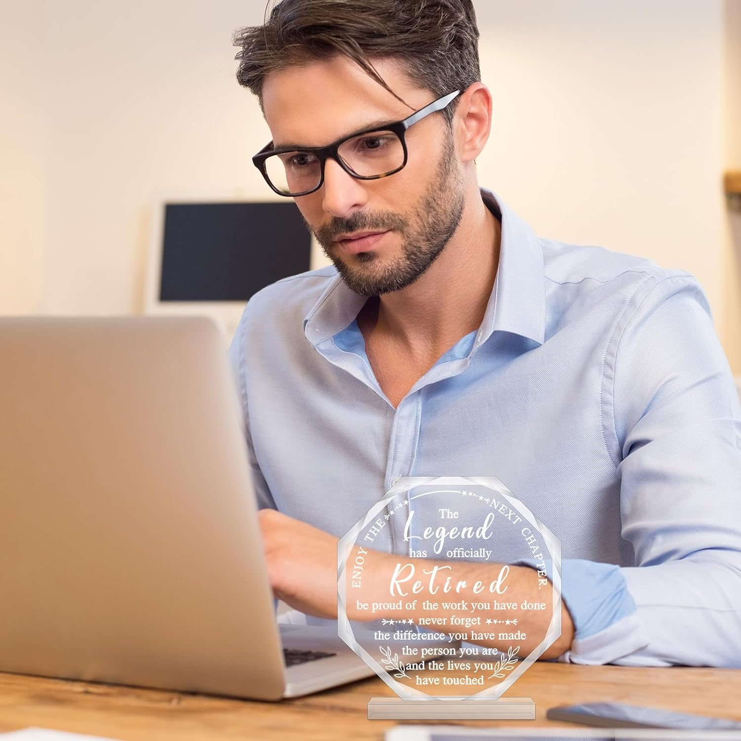 Chunful Classic Style Retirement Plaque: Acrylic, 12 Cm X 12 Cm, Decorative Paperweight & Home Decor image number 2