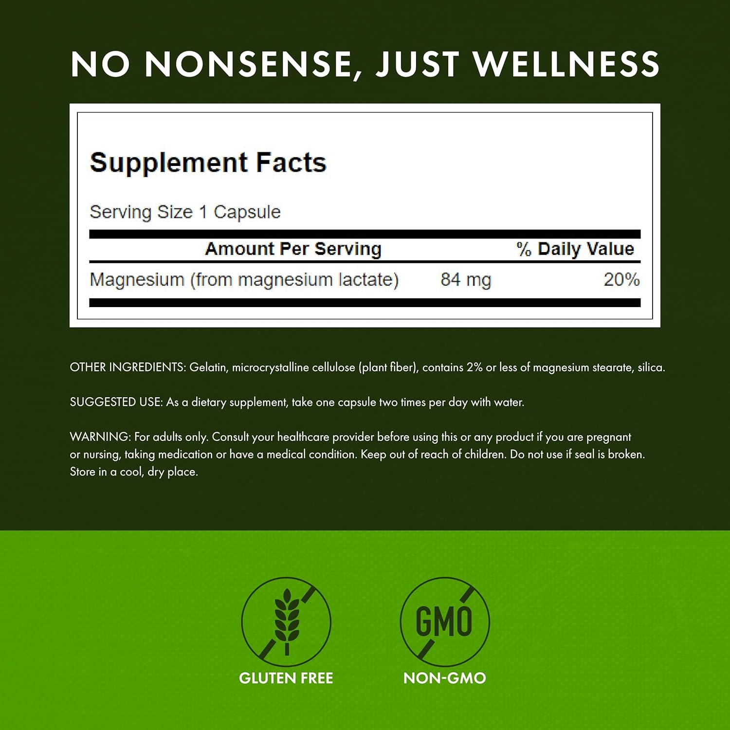 Swanson Premium Magnesium (Lactate) 84Mg 120 Capsules image number 4