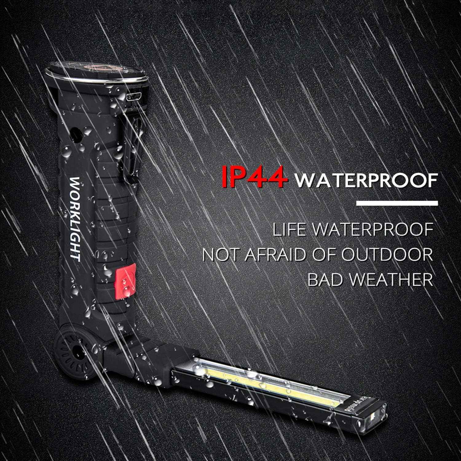 LED Work Light Rechargeable, OTYTY COB Portable Work Lights with Magnetic Base, 5 Modes, Water-Resistant Super Bright LED Flashlight Lamp for Emergency Use (2 Pack Large) image number 4