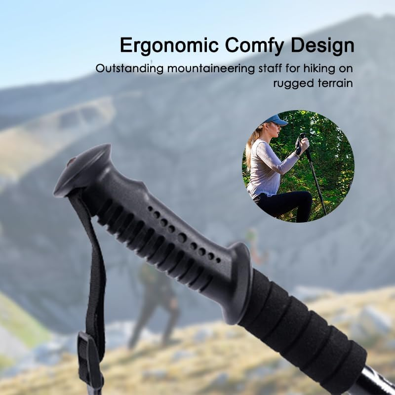Leona Co Ultralight Travel Trekking Poles, Aluminum Collapsible Hiking Poles, Walking Stick, Walking Poles for Men and Women Camping Gear image number 5