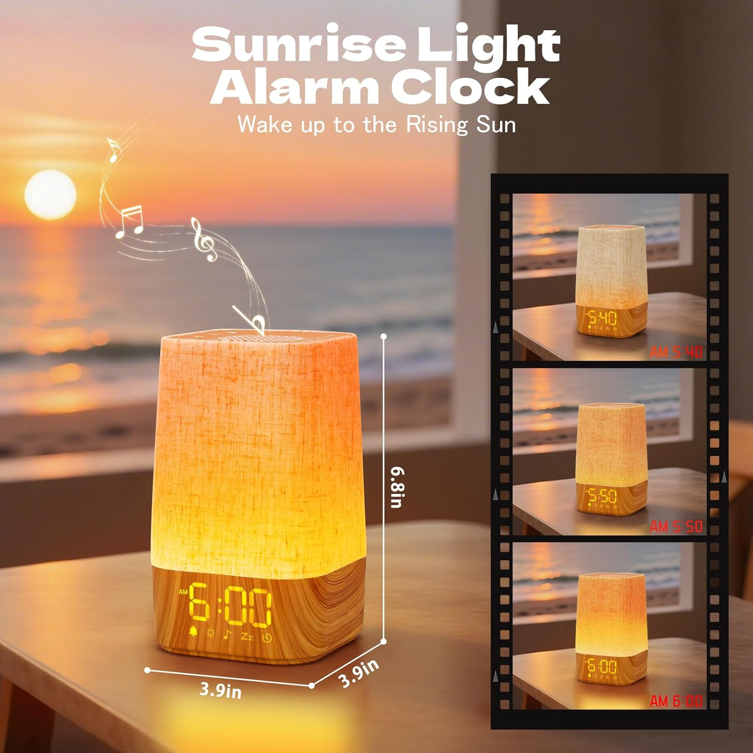 Sunrise Alarm Clock White Noise Machine Baby Portable Sound Machine with Night Light 30 Soothing Sounds Natural Wake up Light for Sleeping Baby Kids Adults (Khaki) image number 1