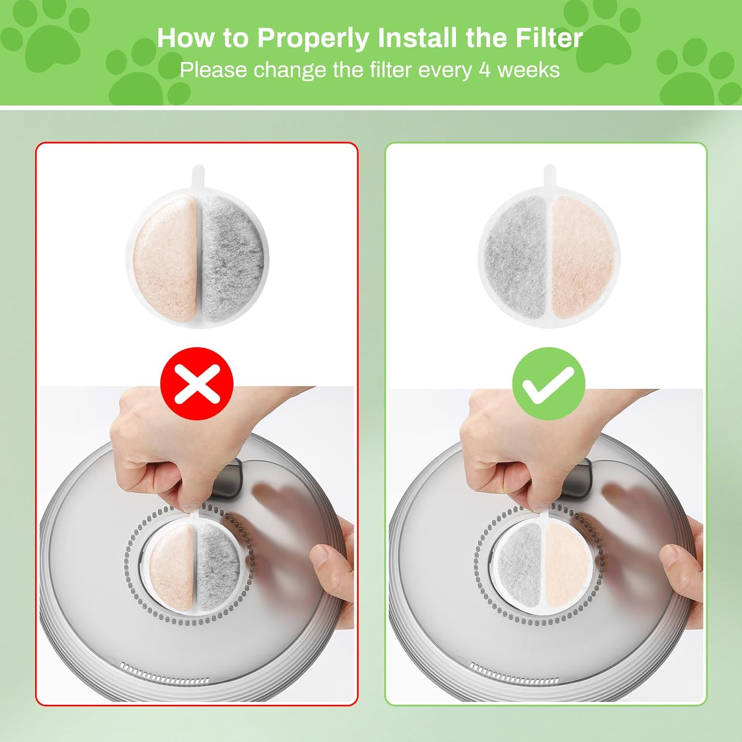 Cat Fountain Filter, Pack of 12 Replacement Filters for 2.5 L Drinking Fountain, Activated Carbon and Ion Exchange Resin for Water Filtration, Replacement Foam/Sponge Filter for 84 FL Oz/2.5 L Cat image number 6