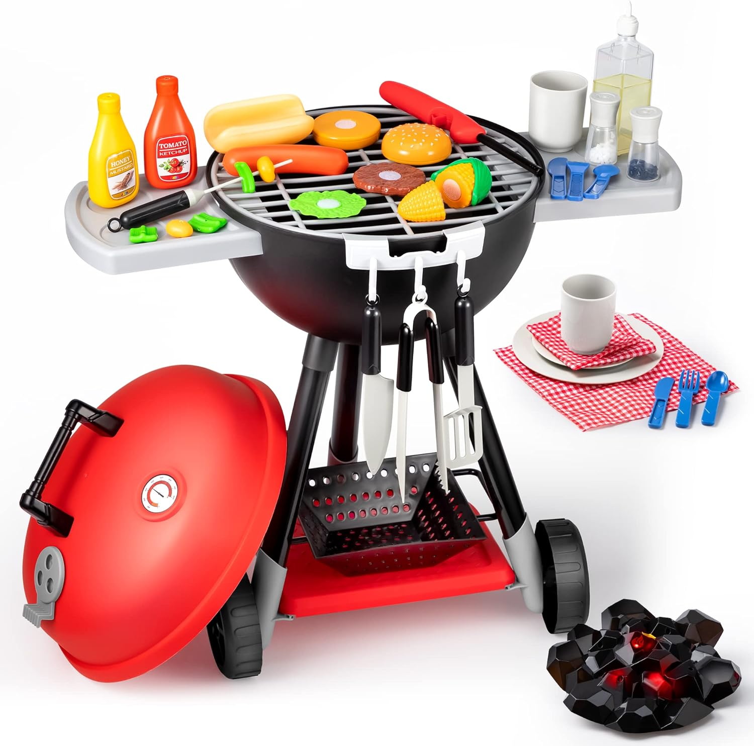 JOYIN 34 PCS Cooking Toy Set, Kitchen Toy Set, Toy BBQ Grill Set, Little Chef Play, Kids Grill Playset Interactive BBQ Toy Set for Kids image number 1