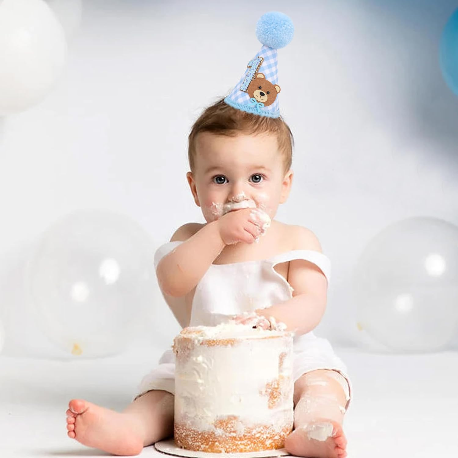 Bear 1St Birthday Hat for Girls/Boys - Bear First Birthday Decorations,Twins Baby One Birthday Hat,Twins Bear Shower - Pink image number 6