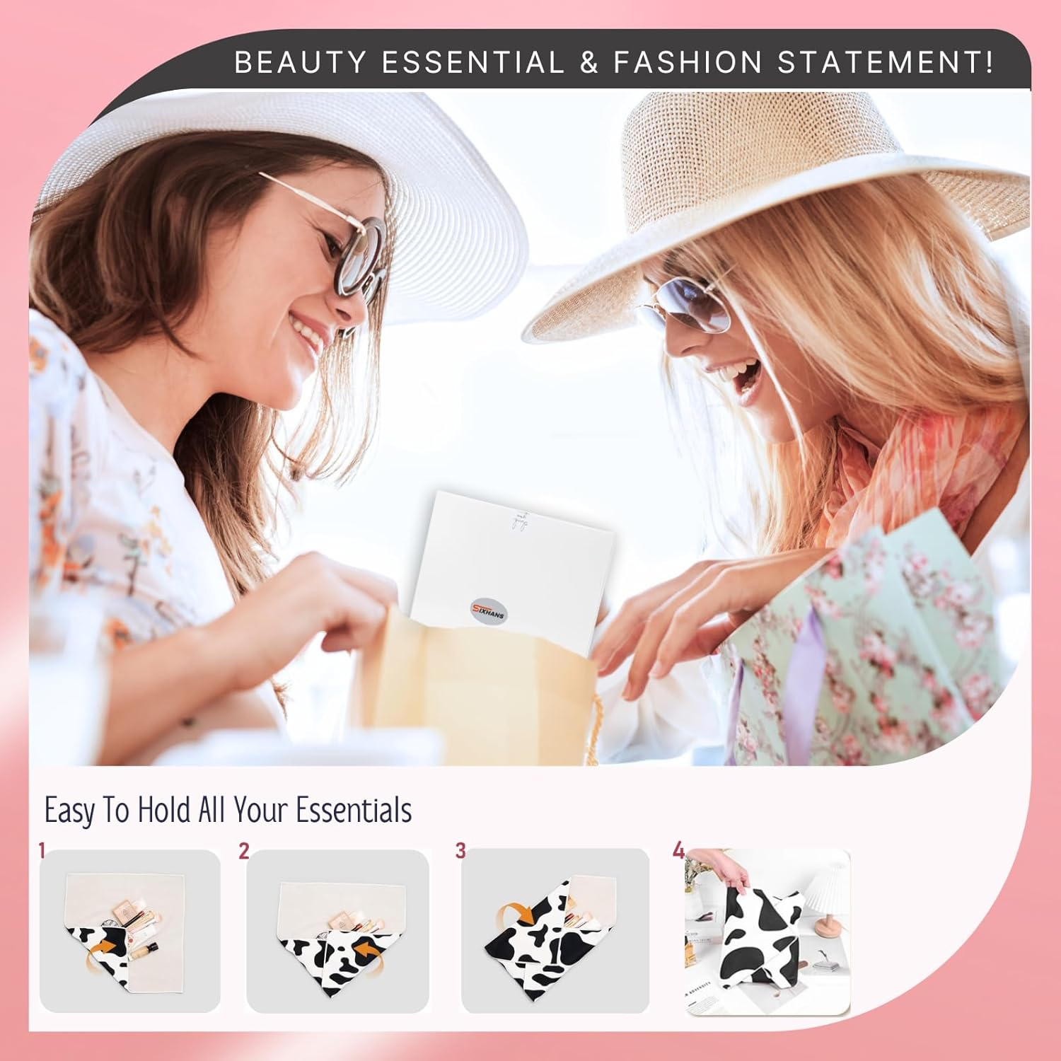 2Pack Self-Adhesive Magic Cloth Makeup Bag Lay Flat Travel Organizer-Portable Cosmetic Pouch for Beauty Essential,Camera Wrap,Laptop Protective Cover Multi-Purpose for Women&Girl Large Size19.7"X19.7&rdquo; image number 4