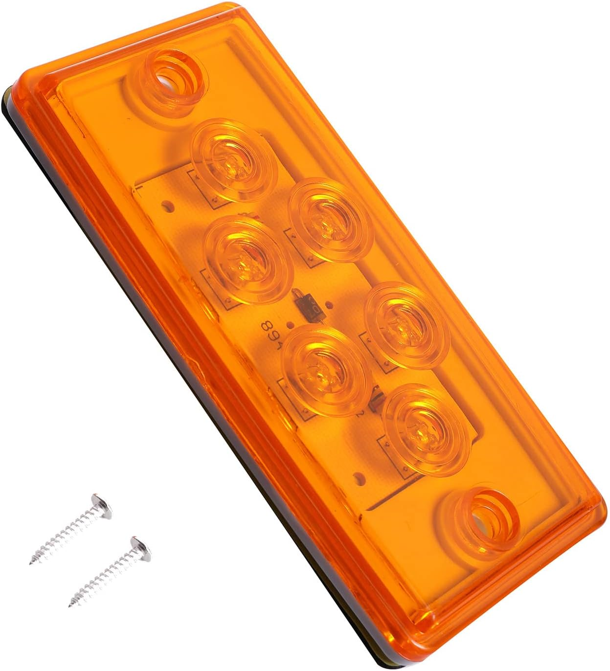 NPAUTO 5Pcs Freightliner Cab Lights 6 LED Amber Roof Top Clearance Marker Lights Compatible for Freightliner Century Columbia Volvo Truck Trailer Camper [Waterproof, Flush Mount] image number 4