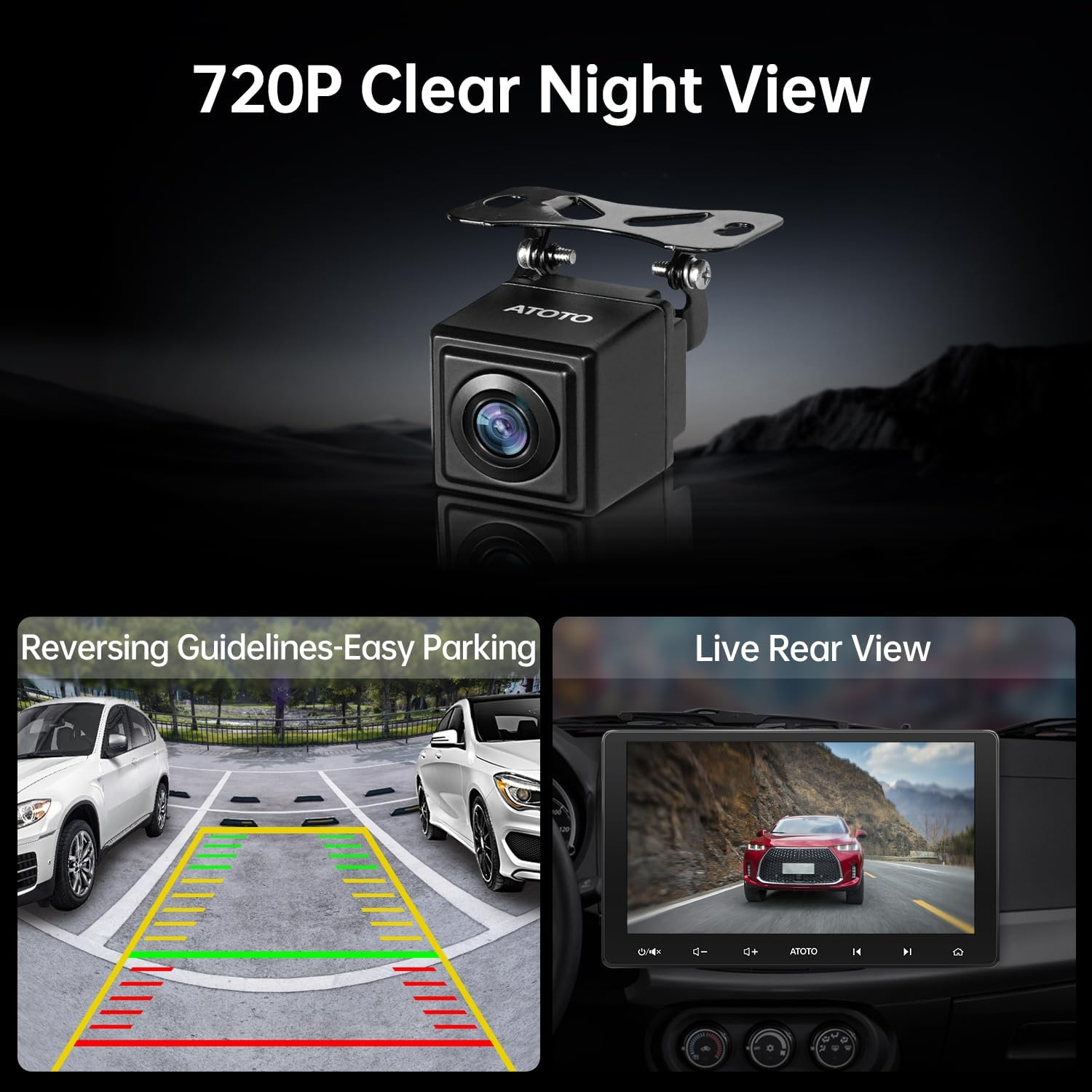 AC-HD02LR 720P Backup Camera with Live Rear View, 150&ordm; Wide-Angle, Night Vision, IP67 Waterproof, Only Compatible with F7,S8,A5,A6,X10 Series, Not Compatible with P5, P8, P9 image number 2