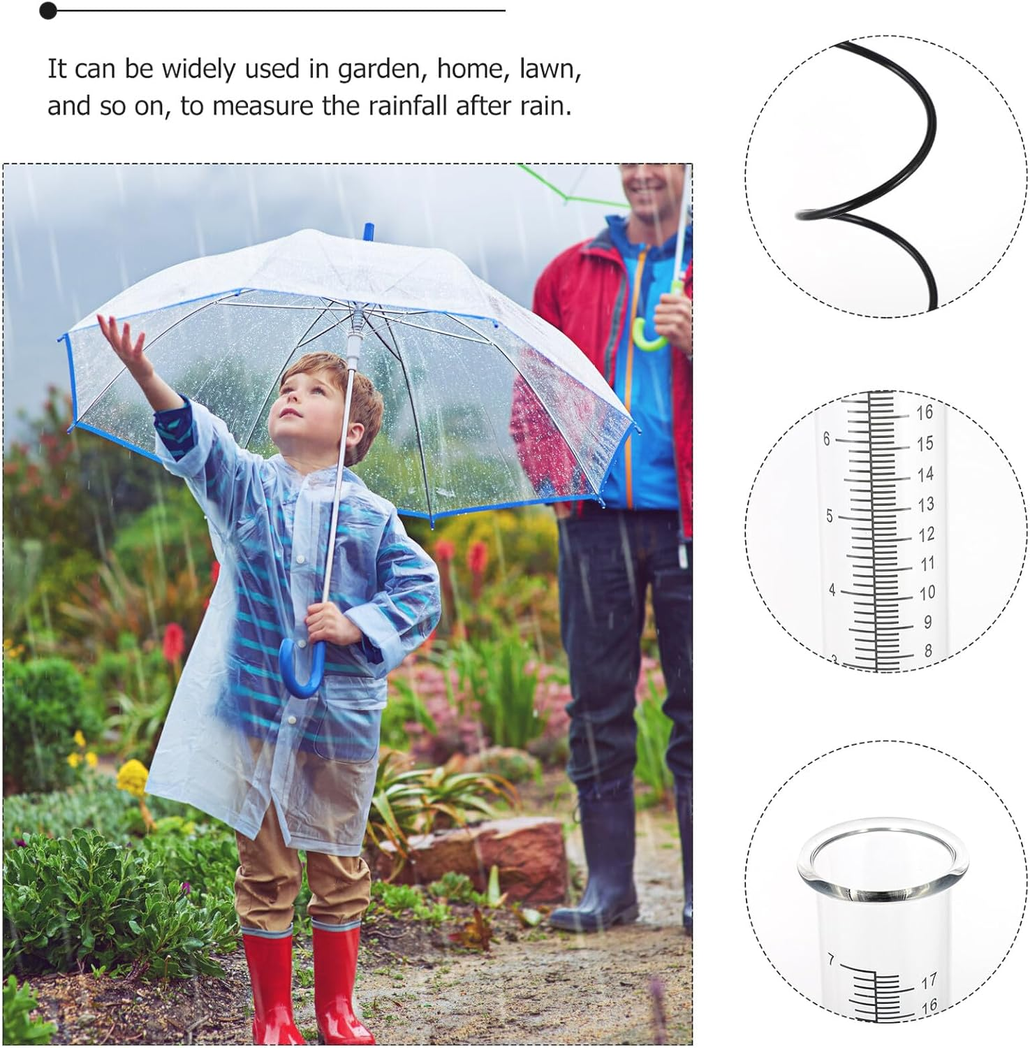 UKCOCO Cast Iron Spiral Rain Gauge with Glass Tube for Garden Lawn Outdoor Use Easy Stake Design for Accurate Rainfall Measurement and Decorative Water Collector image number 1